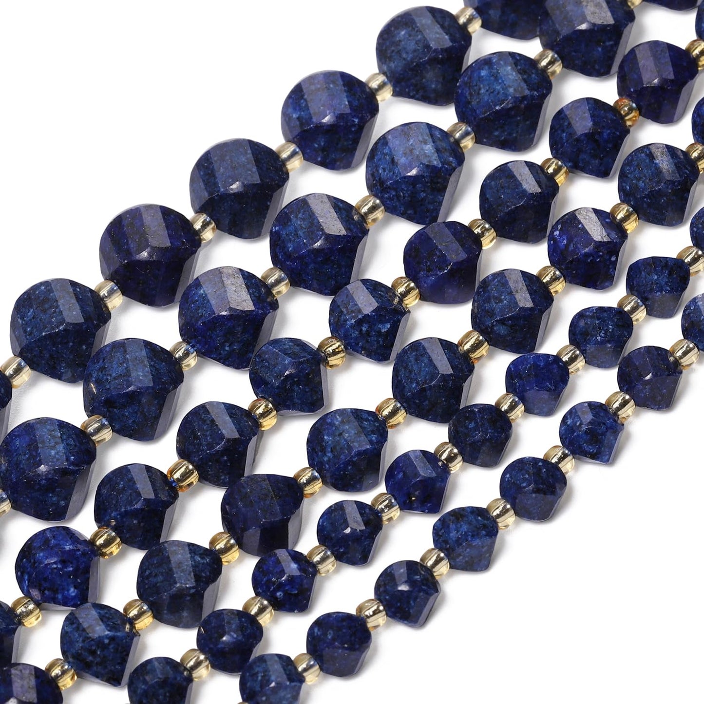 Yochus 42pcs Natural Lapis Lazuli Stone Beads for Bracelet，2strands 6mm Facted Twist Loose Gemstone Beads for Jewelry Making DIY Craft Necklace Earring