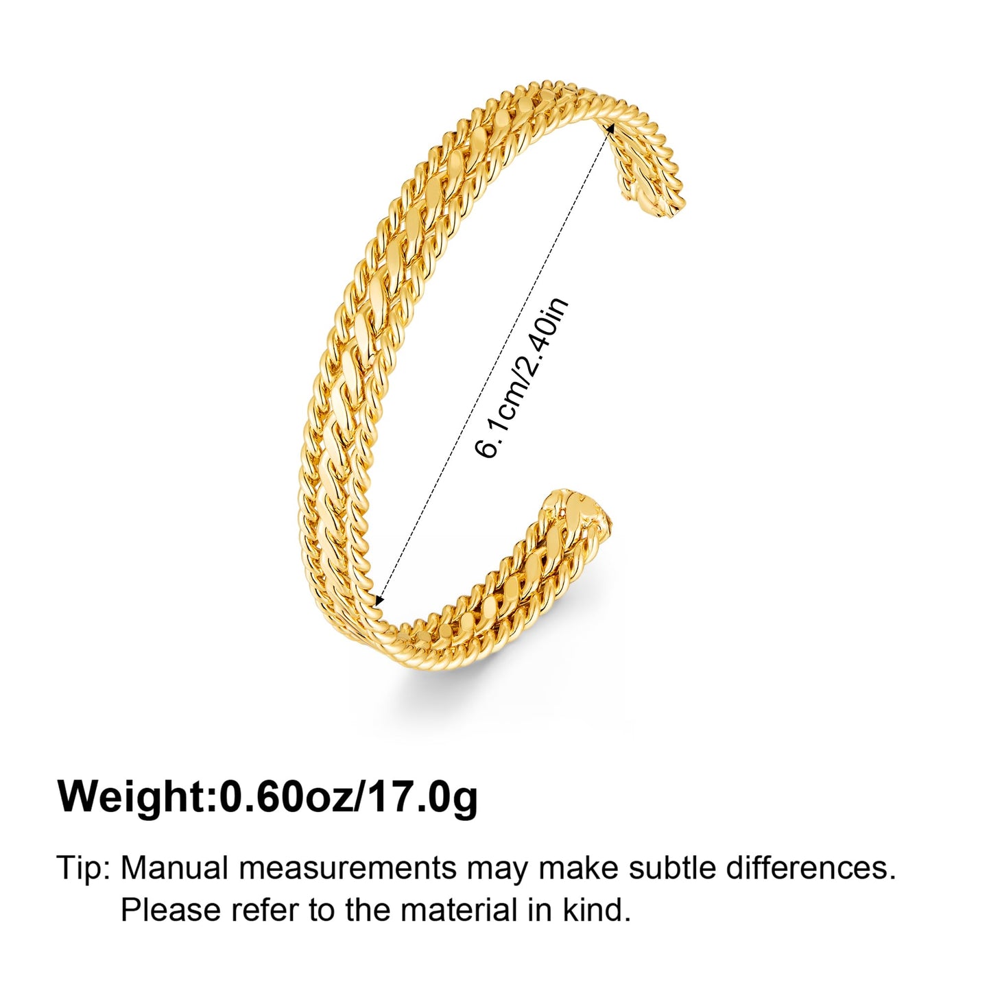 VEDAIM Gold Braided Cuff Bracelet Statement Open Bangle for Women Chunky Adjustable Bracelet Jewelry