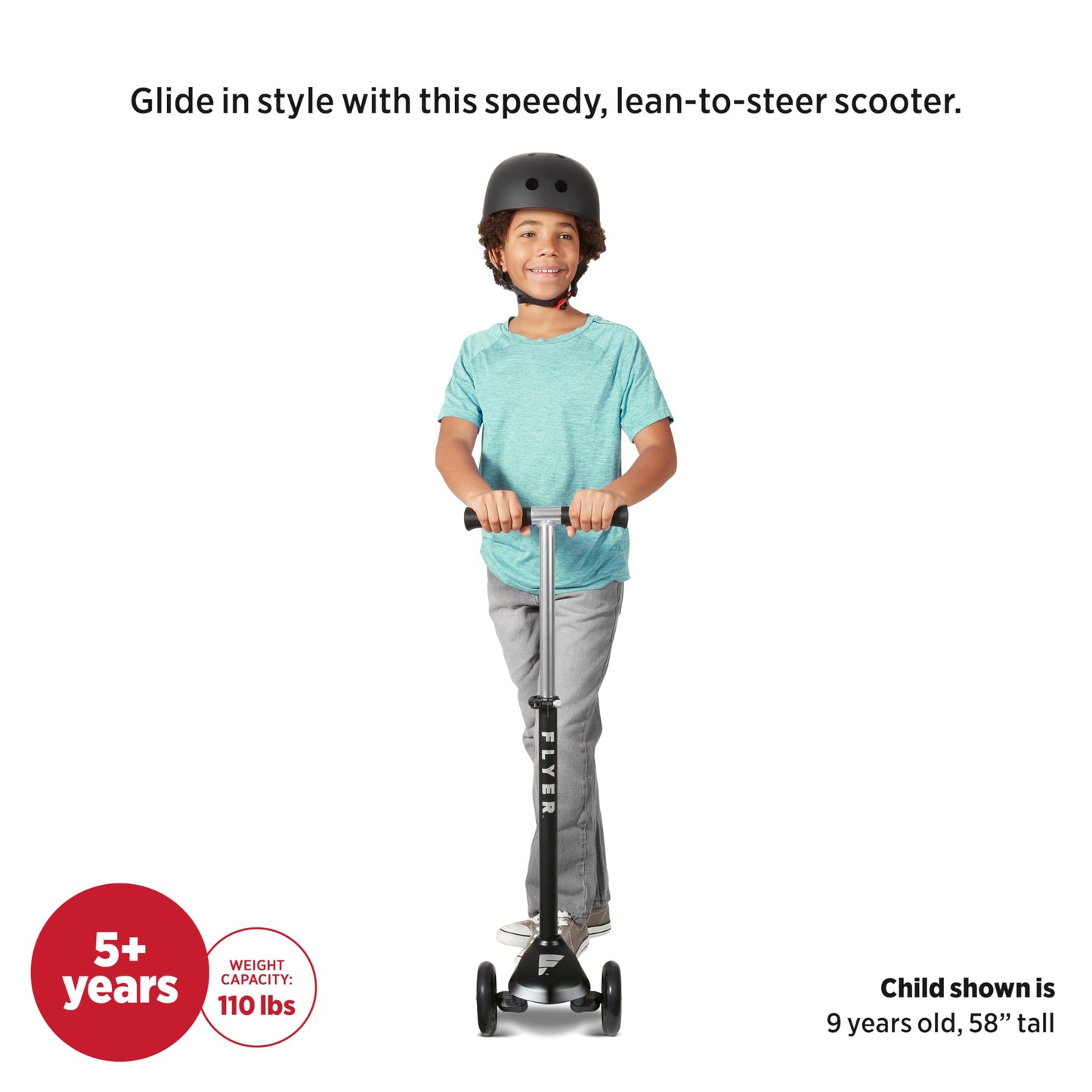 Flyer Glider Pro, Radio Flyer Lean to Steer Kids Scooter, for Kids Ages 5+ Years