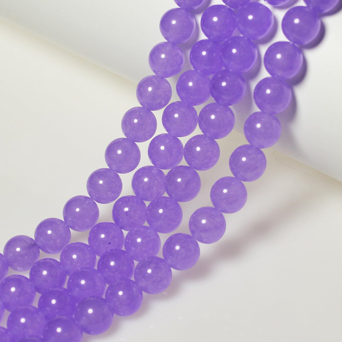 MJDCB Stone Beads 8mm 43pcs Round Lavender Purple Jade Loose Gemstone Bead Charms for Jewelry Making Bracelet Necklace Earring Pendant