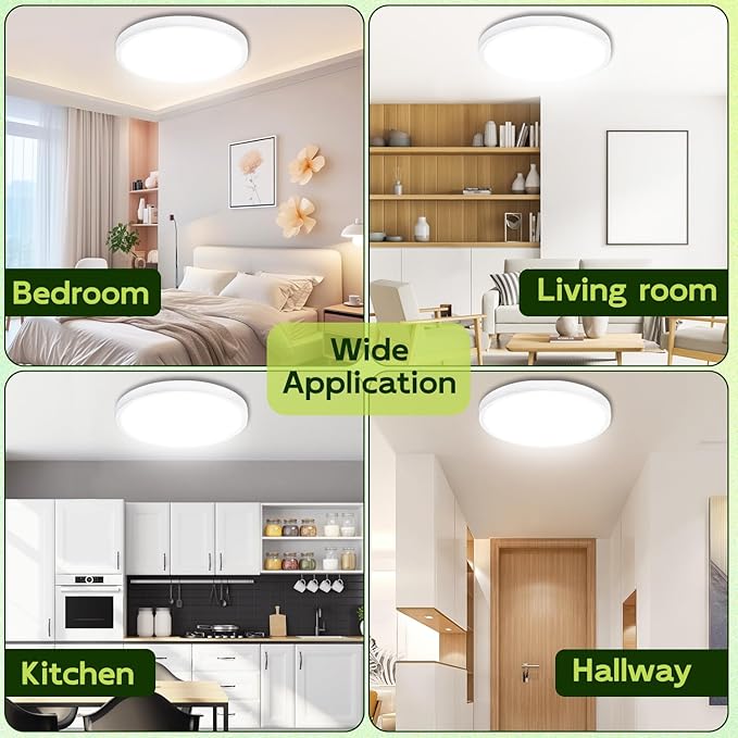 hykolity 9 Inch Selectable CCT LED Round Flat Panel Light, 18W 1800LM 3000K/4000K/5000K, Edge-Lit Flush Mount Ceiling Light Fixture for Kitchen, Bedroom, Laundry and Closet Room, White