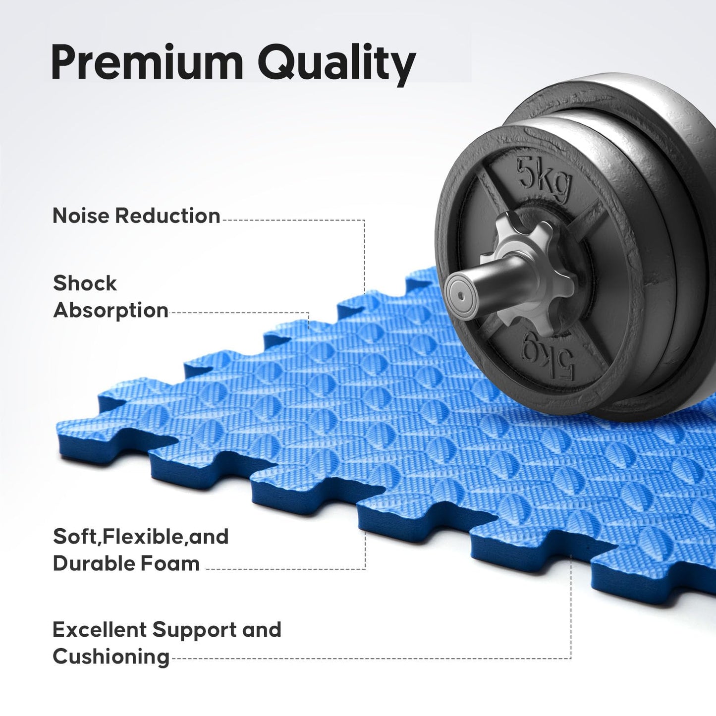 36 Pack Home Gym Mat, Puzzle Exercise Mat, EVA Interlocking Foam Floor Tiles for Home Workout Equipment and Kids' Play Areas -, 24 in x 24 in x ½ in, Blue 36 Tiles