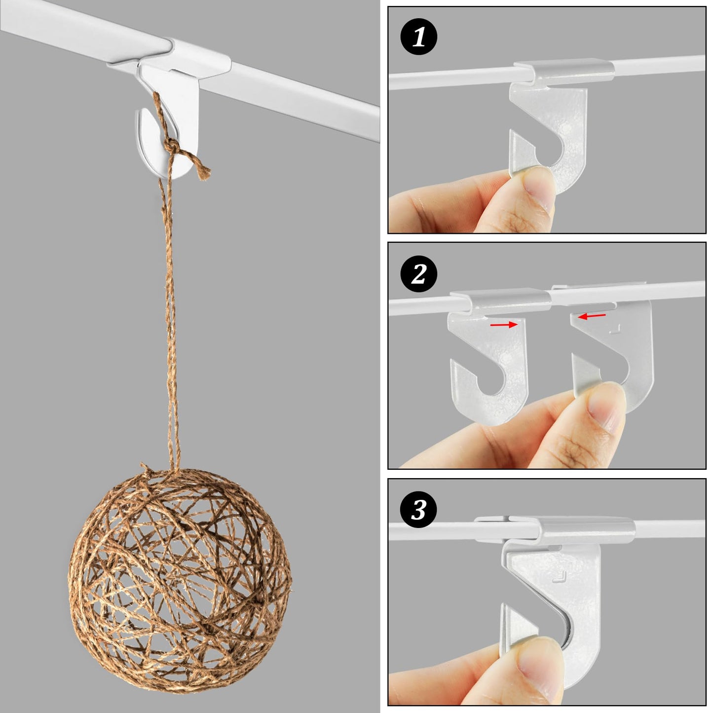 Philbinden Drop Ceiling Hooks for Hanging, Drop Ceiling Clips Suspended T-Bar Hooks for Home/Classroom/Office/Wedding Hanging Plants (80, Large)