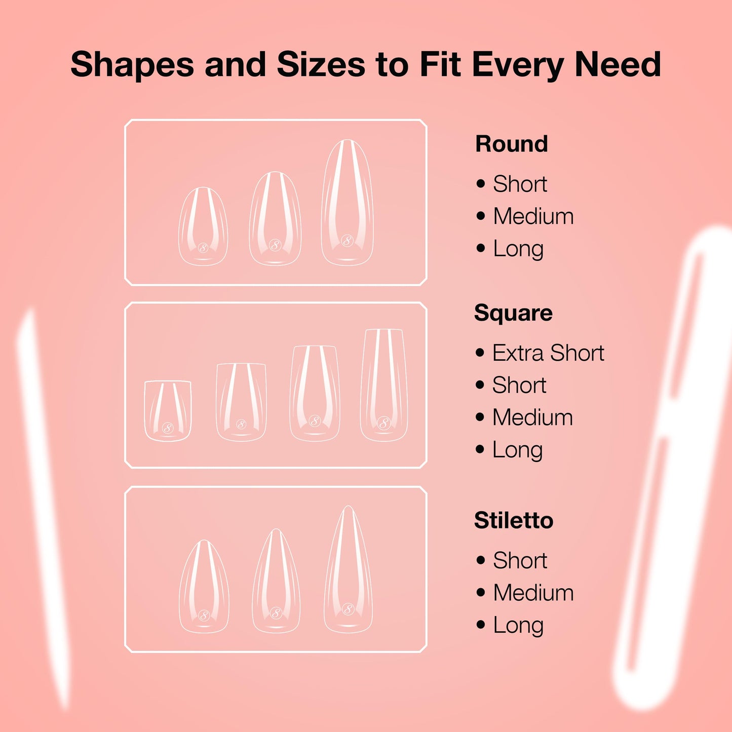 Cre8tion Soft Gel Nail Tips, Long Round Shape, 602 Tips in 14 Sizes (00-9) for Professional Nail Extensions