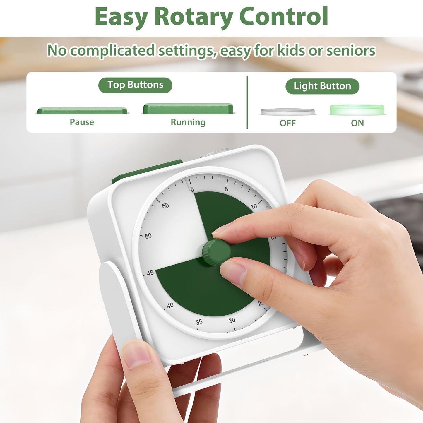 Rechargeable Visual Timer 60-Minute for Classroom Countdown Stopwatch Timer, w/Adjustable Stand for Homeschool Supplies Study Time Management Tool, for Desk Office Work Meetings, Mute Function, White