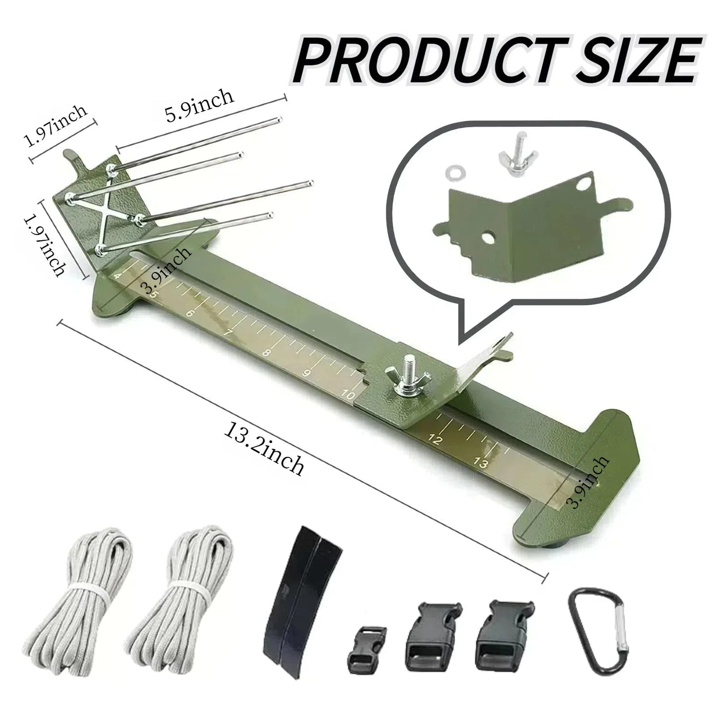 KOKKOYA Paracord Jig Tools Bracelet Making Kit Accessories Adjustable Paracord Jig Kit with 2 Cords and 3 Buckles Bracelet Adjustable Length 4" to 13" (Kahki)