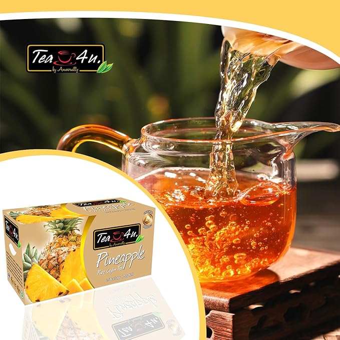 Tea4U Flavored Black Ceylon TeaBags (Pineapple) - Ideal Quality from Sri Lanka's Finest Leaves and Expertly Blended - 25 Count