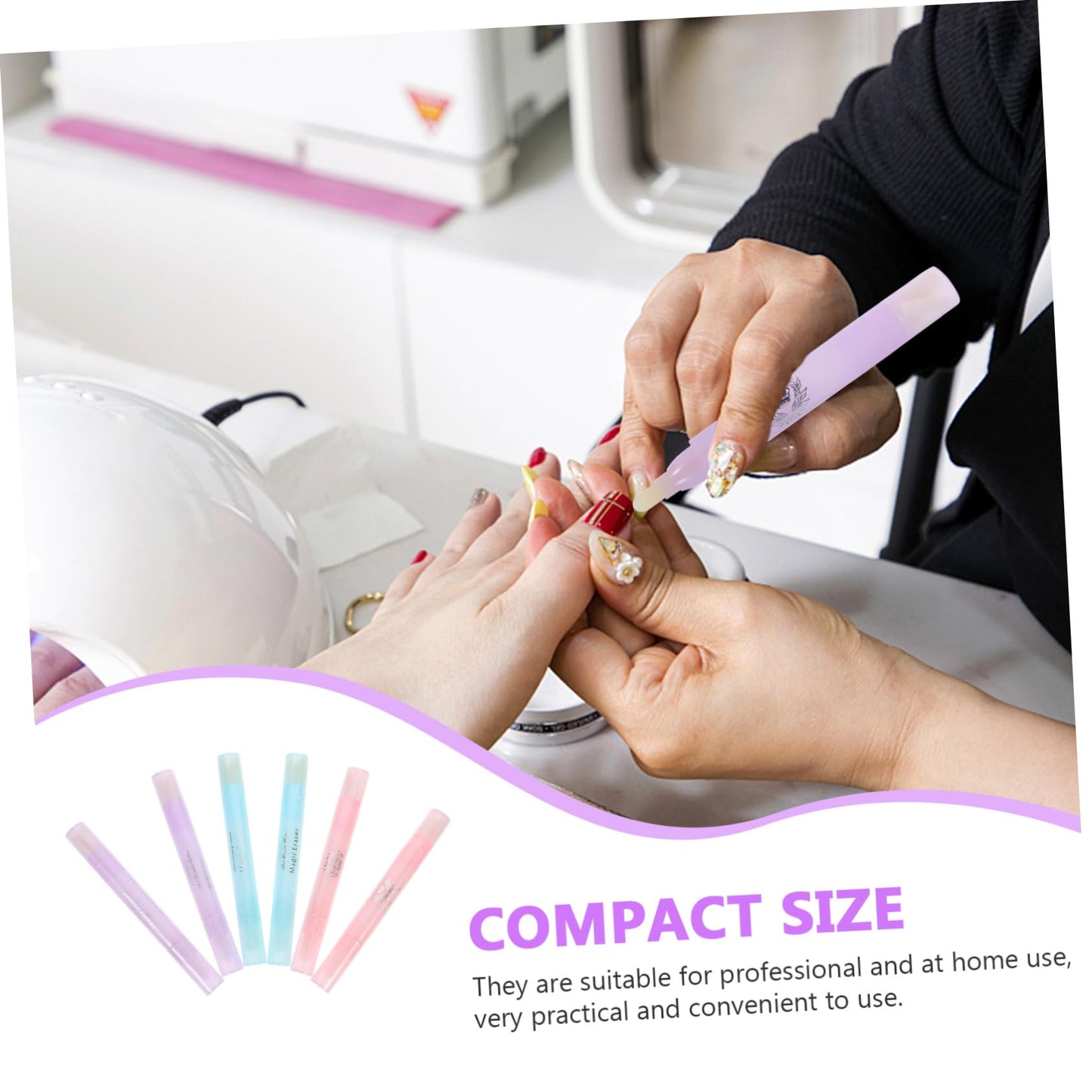 LOLIPPYY 6Pcs Nail Polish Corrector Pen Set Nail Art Correction Tool for Manicure Cuticle Touch-Up and Decontamination Suitable for Salon Use