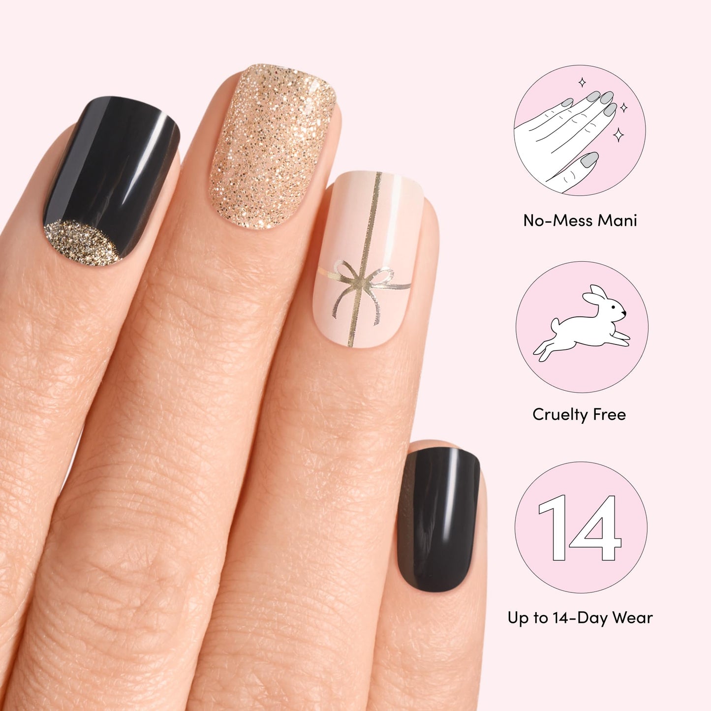 Dashing Diva Glaze Nail Strip Set - Old Gold - Long Lasting, Chip Resistant, Semi-Cured Gel Nail Strips - Gel Set - 4-Piece Manicure Kit with 32 Strips