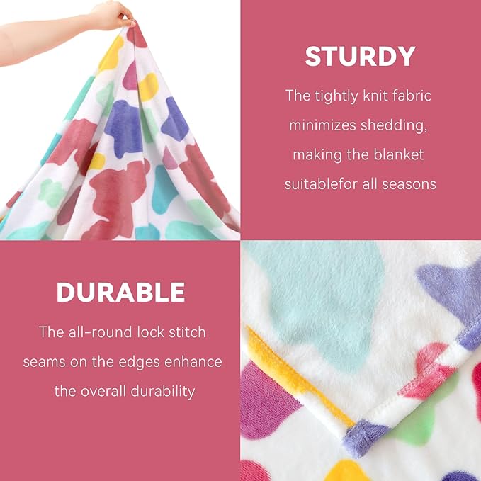 GEULAY Colorful Throw Blanket 50x60 - Cozy Multi Color Fleece Blanket for Bed, Couch, Sofa, Bedroom, Home Decor - Rainbow Gifts for Teens & Kids Birthday Christmas