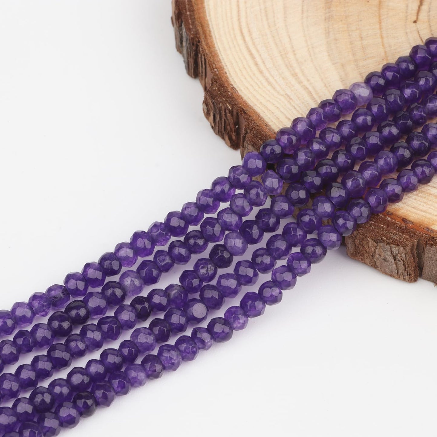 2 String 220PCS 3x5mm Natural Dark Purple Chalcedony Stone Beads for Jewelry Making, Songxi Facted Loose Gemstone Beads for DIY Bracelet Necklace Making Supplies with Energy Healing Chakra Power