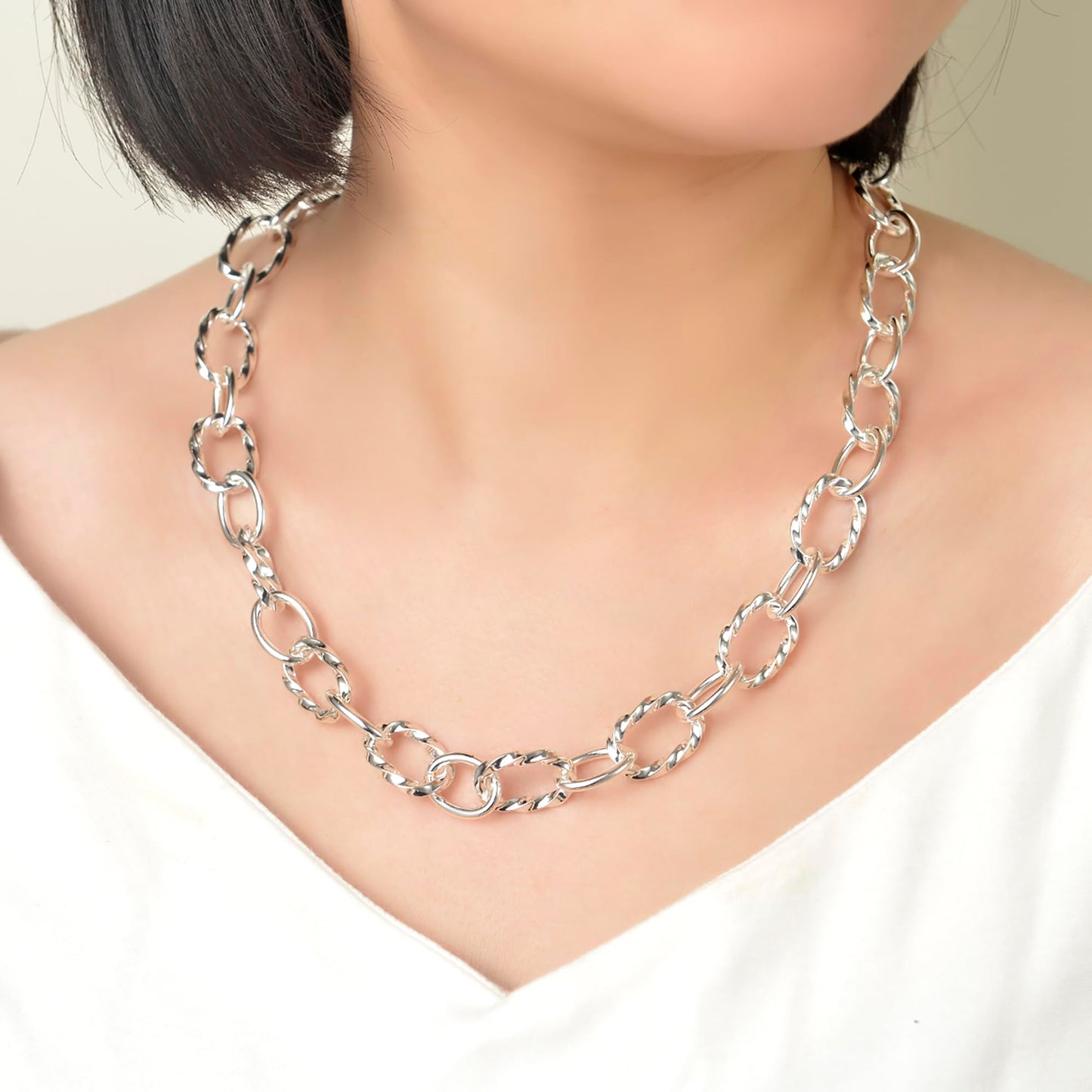 UNY JEWEL Luxury Fusion Twisted Cable Link Chain Necklace Designer Statement Women Jewelry Timeless Elegance Super Shinny