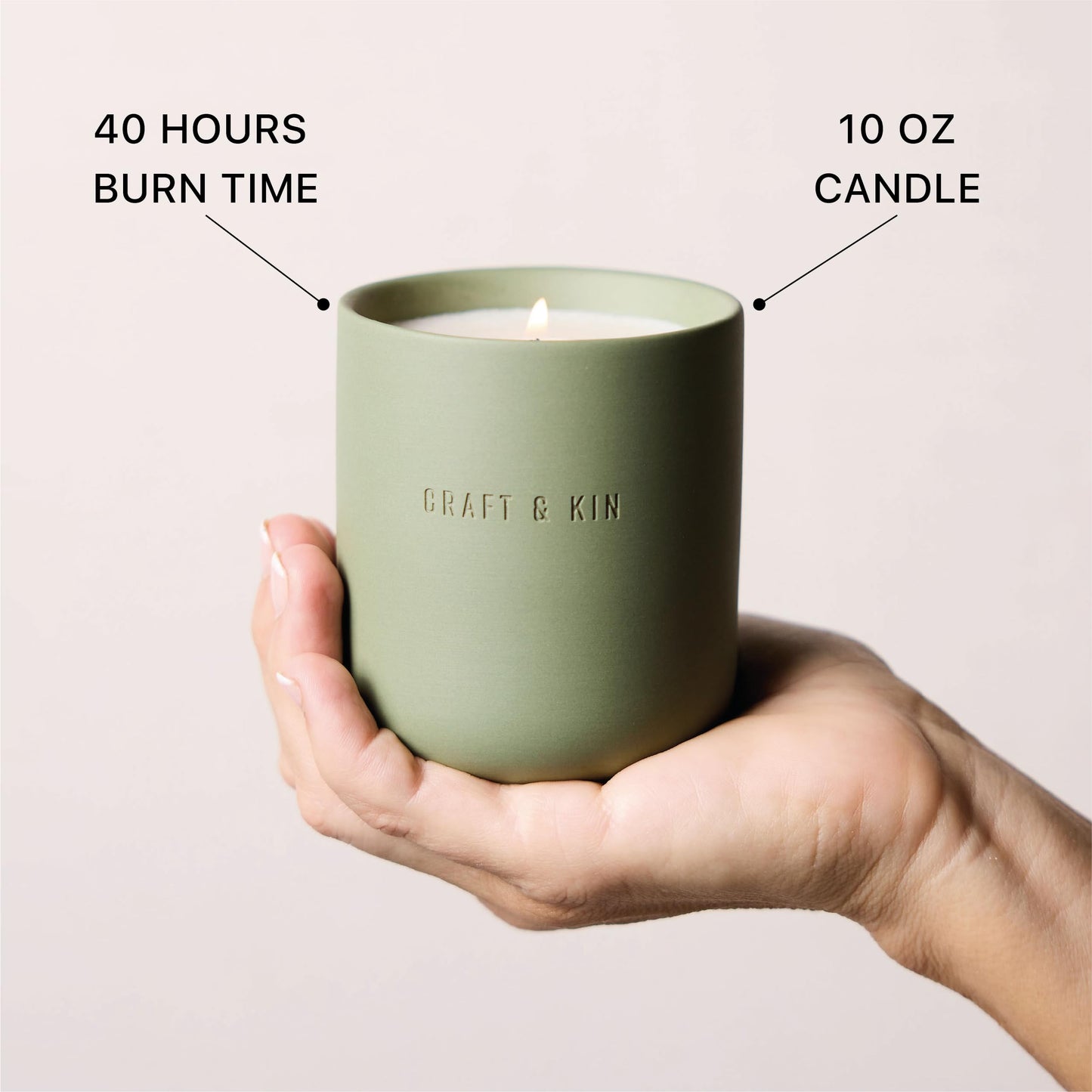 Craft & Kin Scented Candles - White Birch & Cedar | 10oz Soy Blend with Cotton Wick | Long-Lasting Holiday Candles, 40-Hour Burn | Ceramic Jar, Perfect & Winter Home Scent