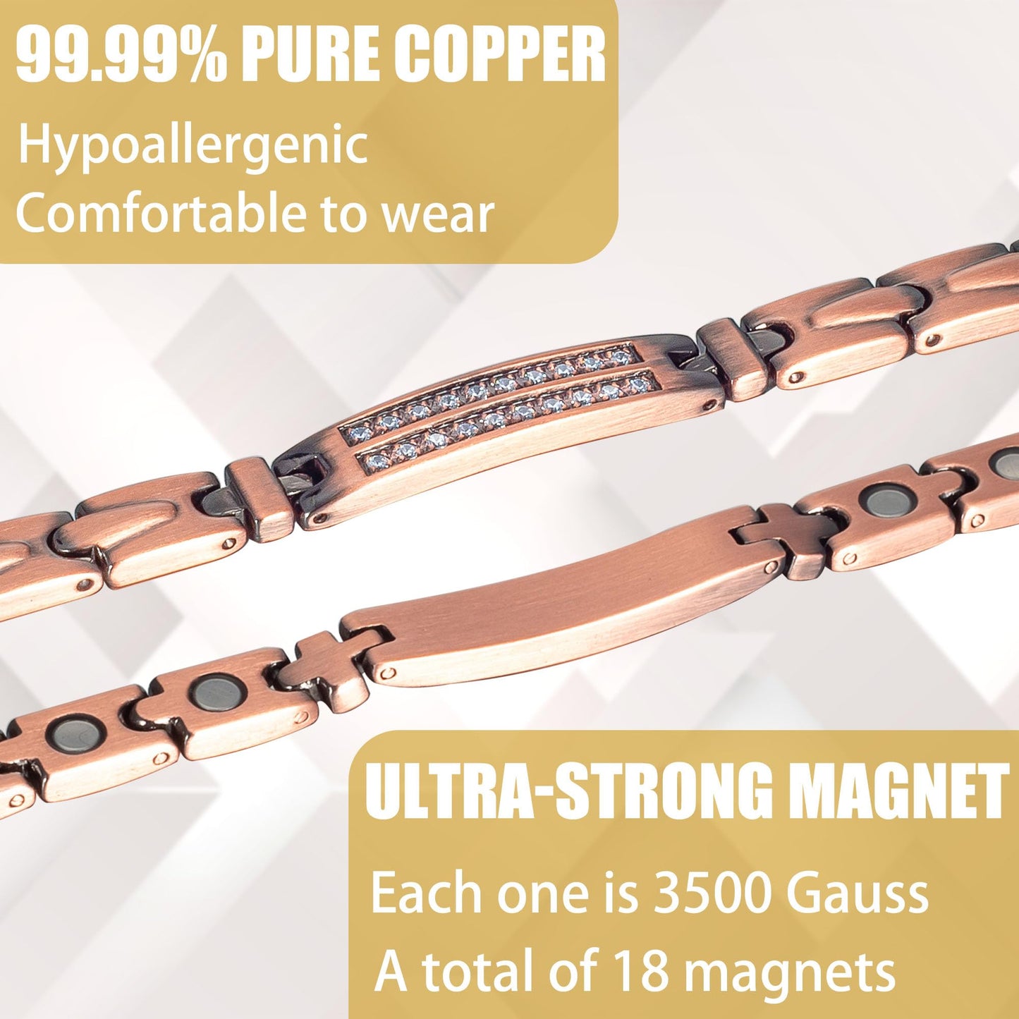 MagVIVACE Copper Ankle Bracelet for Women, Pure Copper Magnetic Anklet with Magnet(9.45 inch) (2)