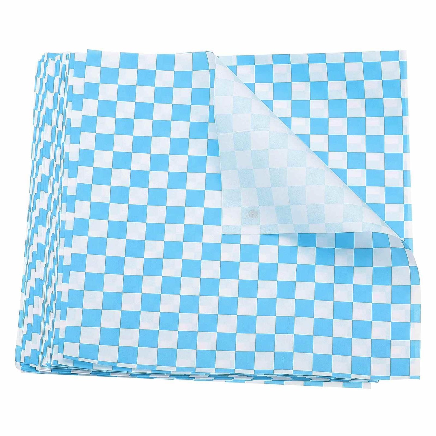 HARFINGTON 300pcs Square Checkered Pattern Wax Paper Sheets 10" x 10" Oil-absorbing Dry Food Wrapping Paper for Sandwich Baking Liners Picnic Basket Bread Hamburger Wrap, Blue