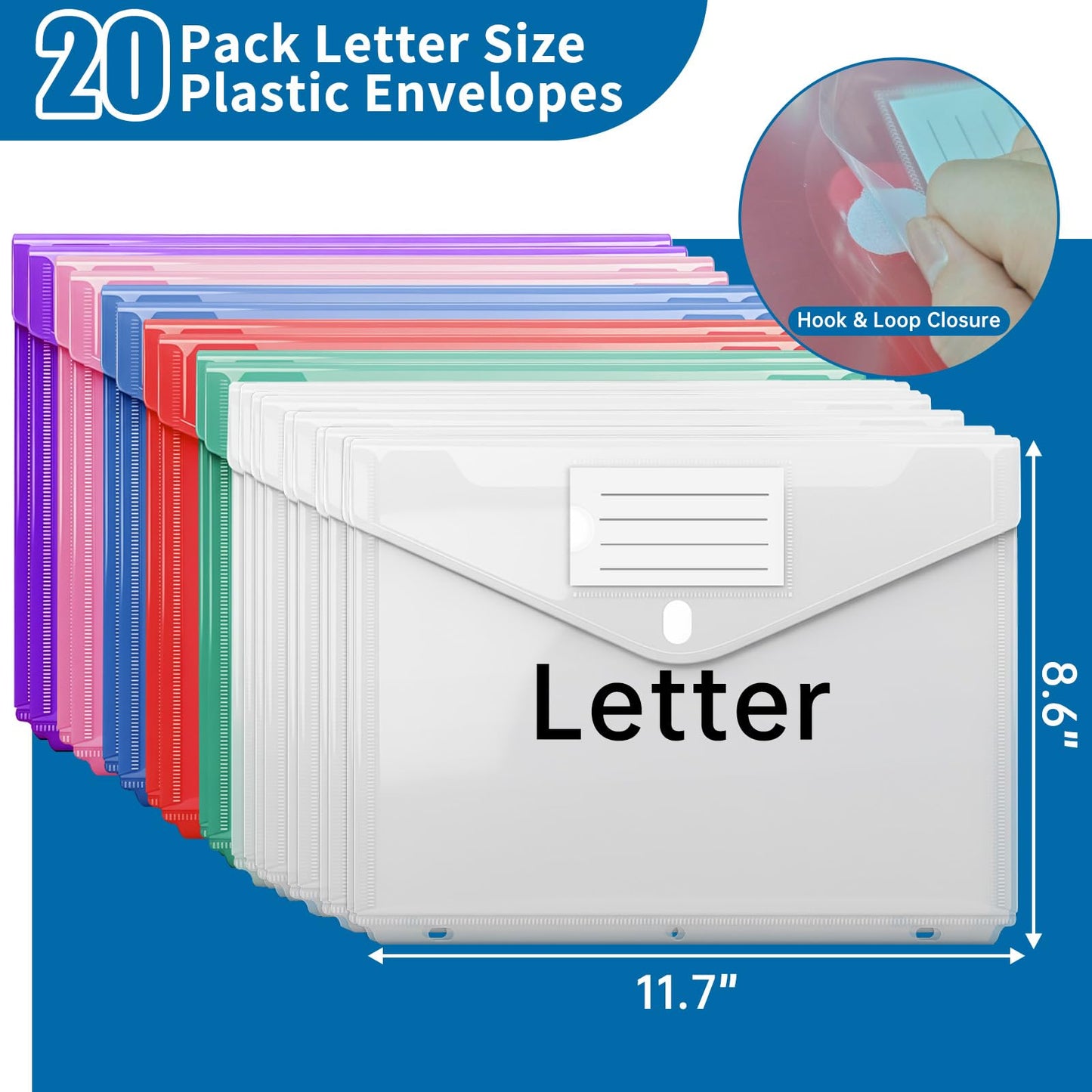 ZOOPIP Binder Folders Organizer with 20 Pack Heavyweight Plastic Pockets,Fireproof File Folder Box with Lock,Zipper Binder Bag for Important Documents,Letter Size