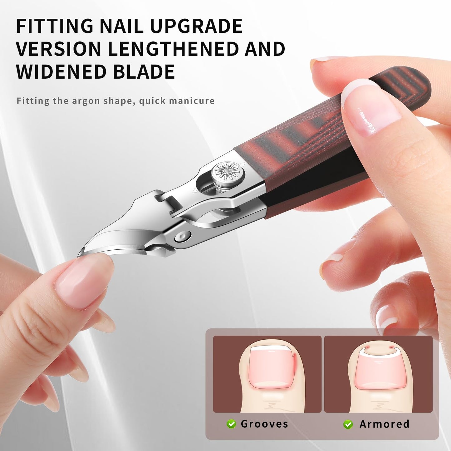 Large-Opening Pointed-Edge Nail Clipper - Detailed Trimming for Narrow Areas - G10 Handle & Stainless Steel Blades - Suited for Ingrown-Nail, Thick-Nail Users & Seniors(Straight Red C)