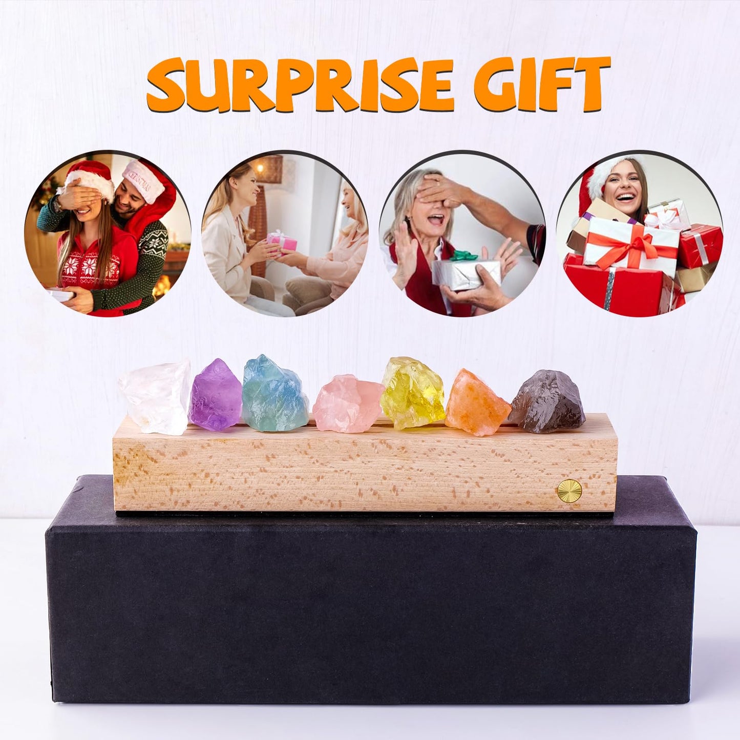 Runyangshi Crystal Night Lamp Natural Healing Crystal Raw Stone USB Port 3 Colours Dimming Mode Bedroom Lamp Suitable Night Light Ideal Gift