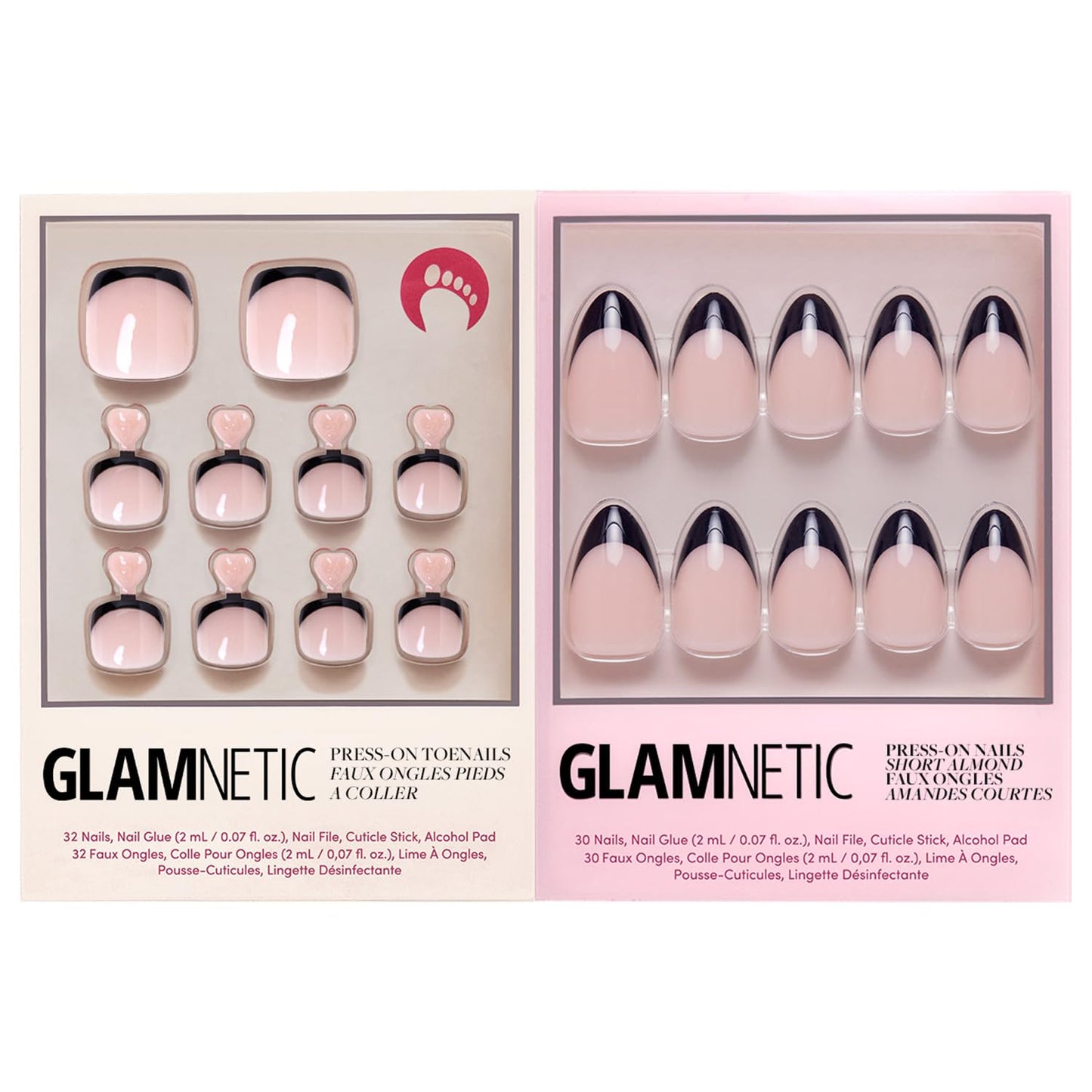 Glamnetic Press-On Nails Bundle - Azure Blue & Hailey | Bright Blue Short Round Fake Nails | Glazed Short Almond False Nails | Reusable, Salon-Quality Nail Kits