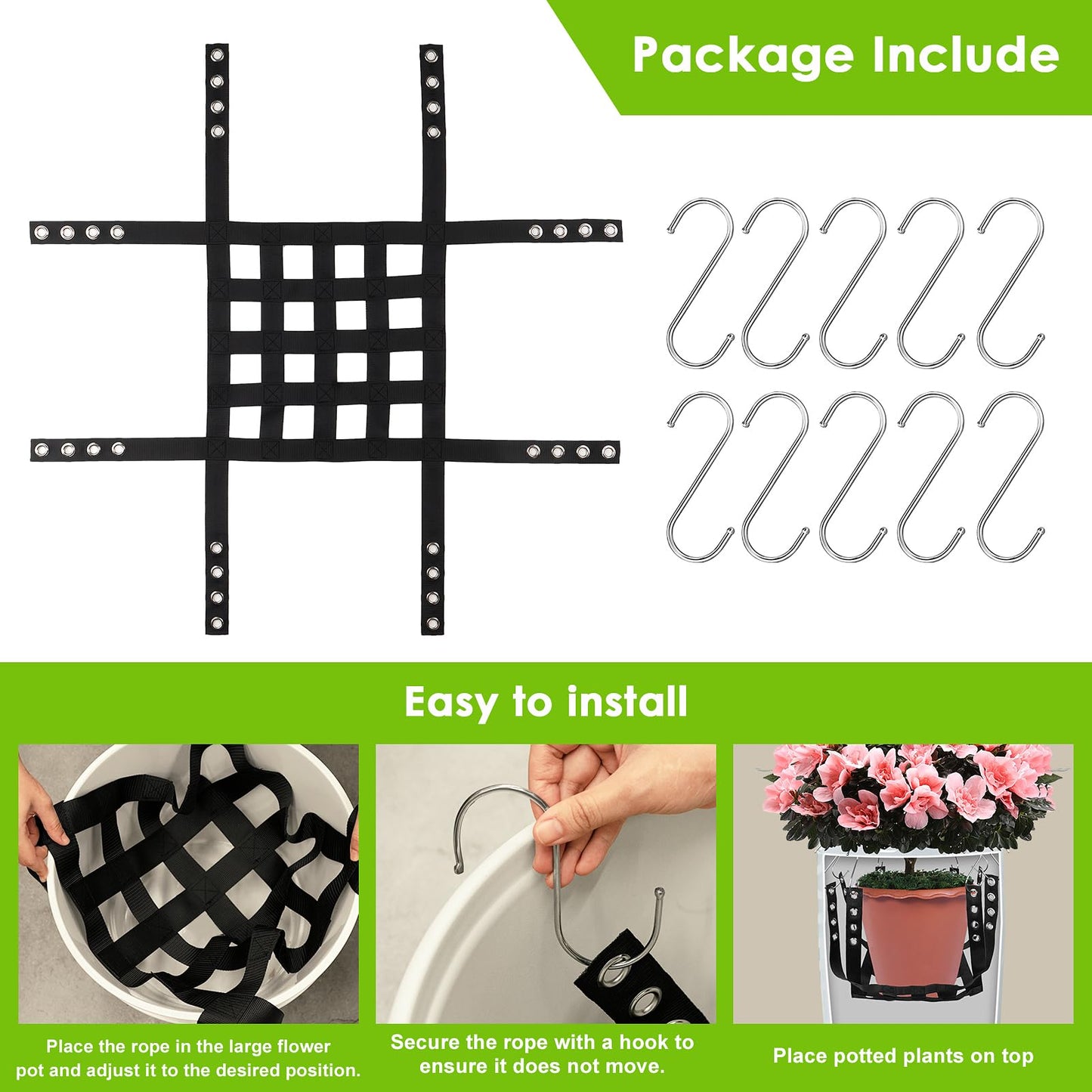 Plus tard Adjustable Height Planter Inserts for Large Flower Pots, 39'' X39'' Planter Lift Insert Rope for Tall Flower Pots, Indoor or Outdoor