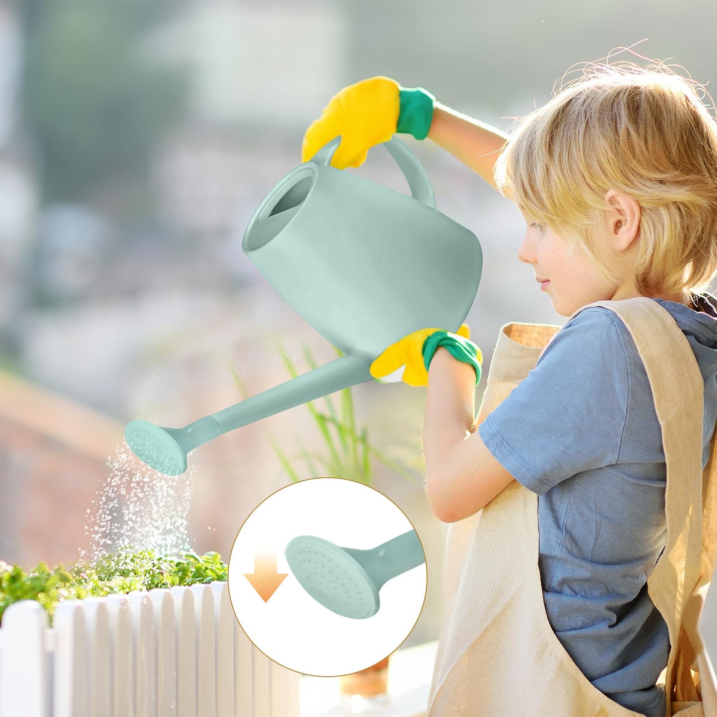 UFANME Plastic Watering Can - for Home Plant Garden - 1/2 Gallon - Light Green