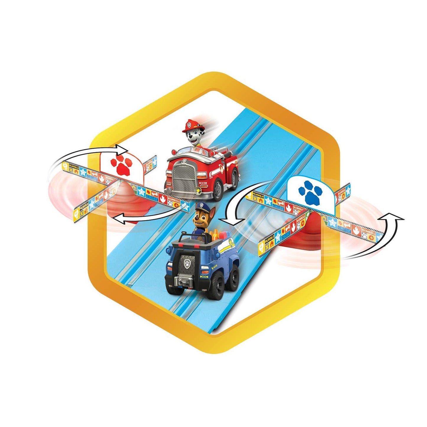 Carrera First Paw Patrol - Slot Car Race Track - Includes 2 Cars: Chase and Marshall - Battery-Powered Beginner Racing Set for Kids Ages 3 Years and Up, Multi