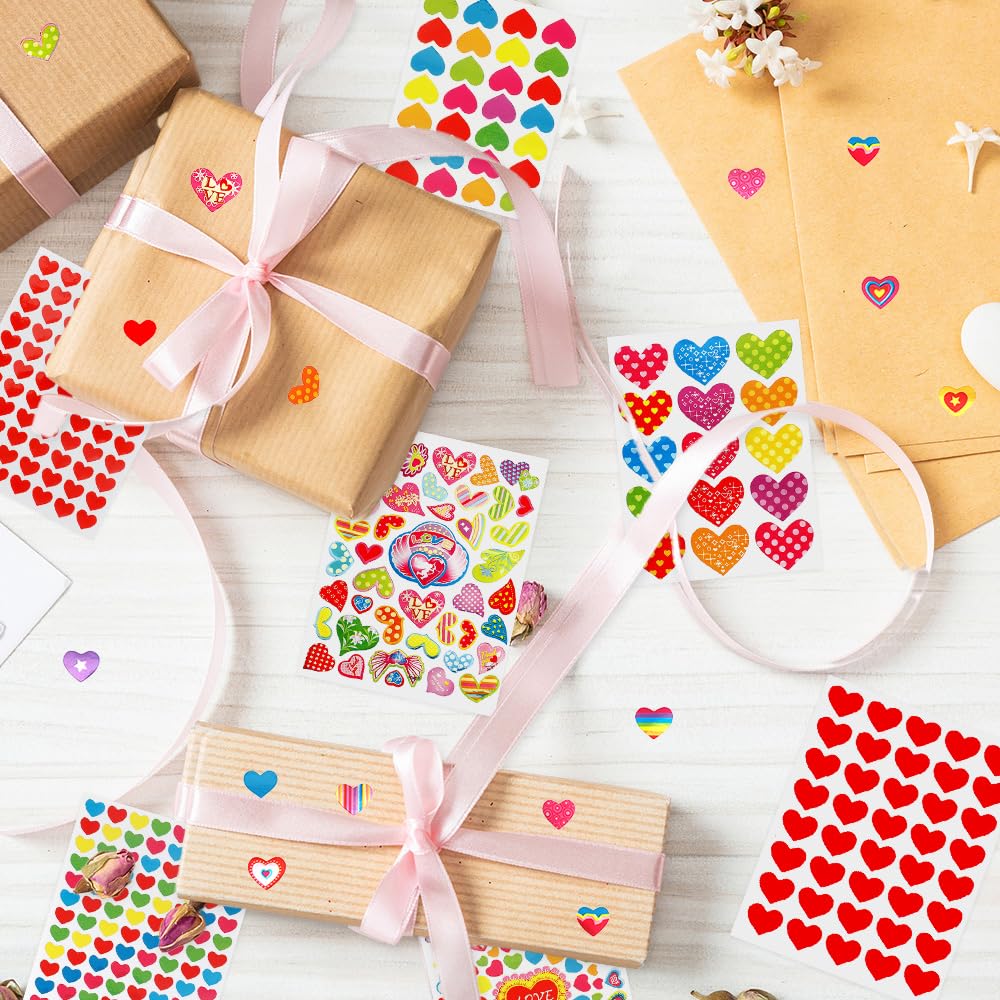 Heart Stickers, 3140 Pcs Small Heart Sticker Bulk, 50 Sheets Gilter Self Adhesive Love Sticker for Card Envelopes Gifts Craft Scrapbooking Wedding Mother's Day Valentines Day Party Decorations Favors