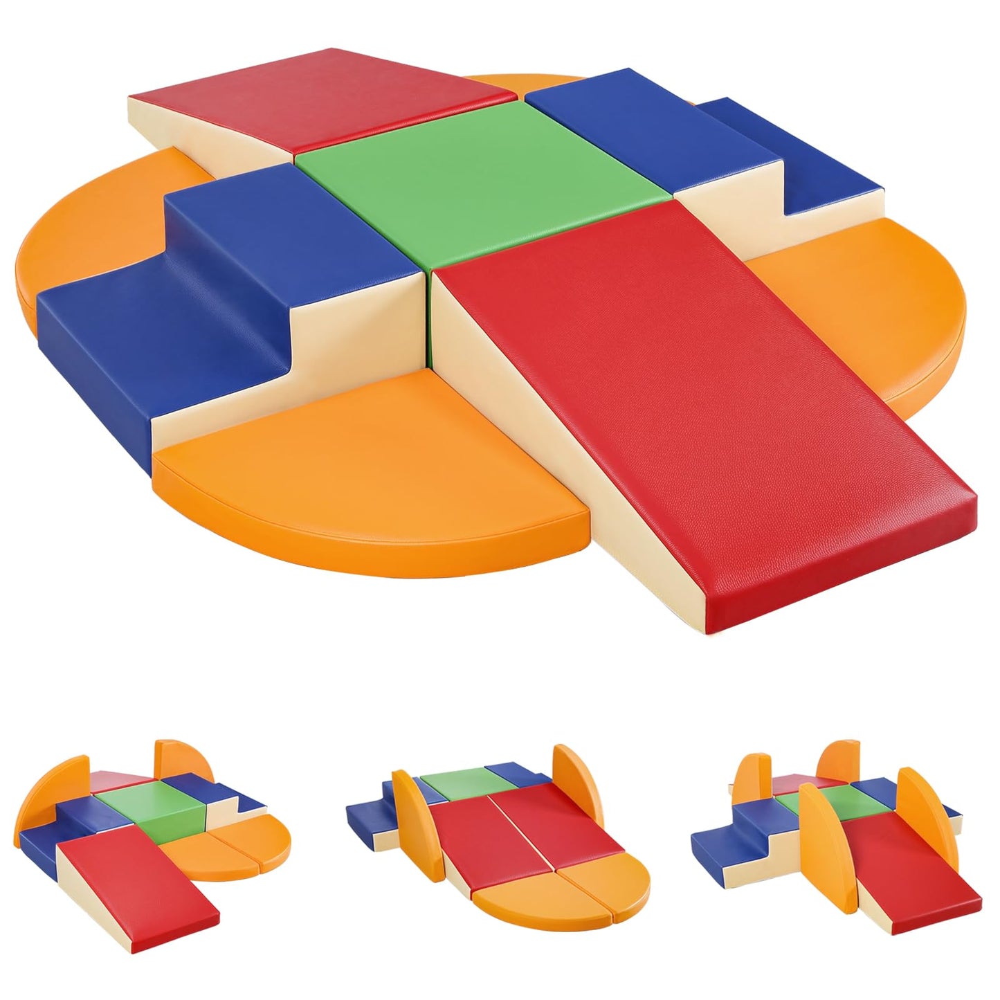 TODIBY 9-Piece Climbing Foam Blocks: Soft PU Leather - Baby Climb and Crawl Activity Blocks - Kids Play Gym Equipment Indoor for Development