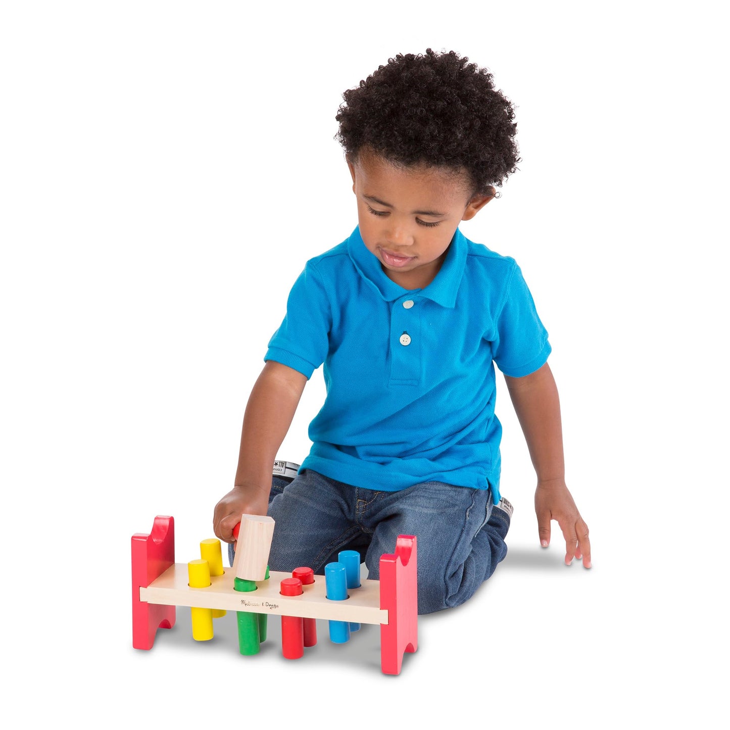 Melissa & Doug Deluxe Wooden Pound-A-Peg Toy With Hammer - FSC Certified
