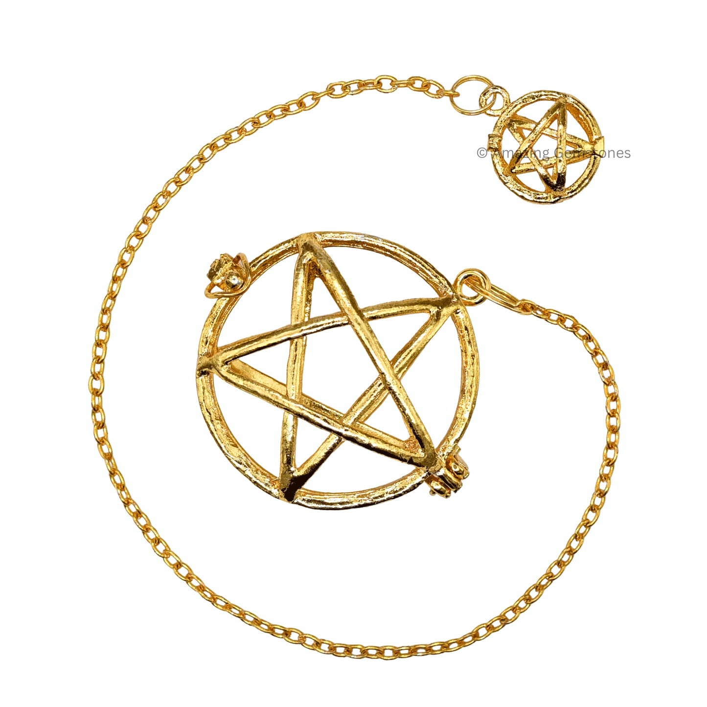 Amazing Gemstone Healing Metal Pendulums for Divination, Gold Circular Star Cage Point Steel Copper Pendulum High Energy Pendulo de Bronce Pendulos de Mesa MP74