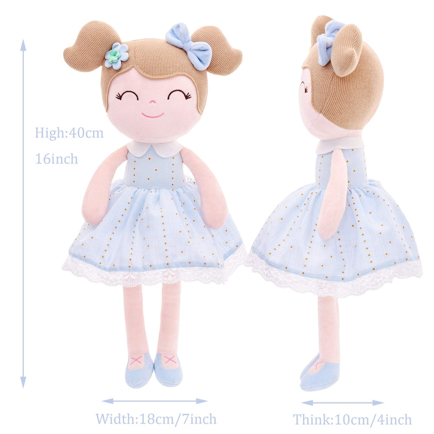 Gloveleya Baby Doll Girl Gifts Cloth Dolls Plush Toy Light Blue