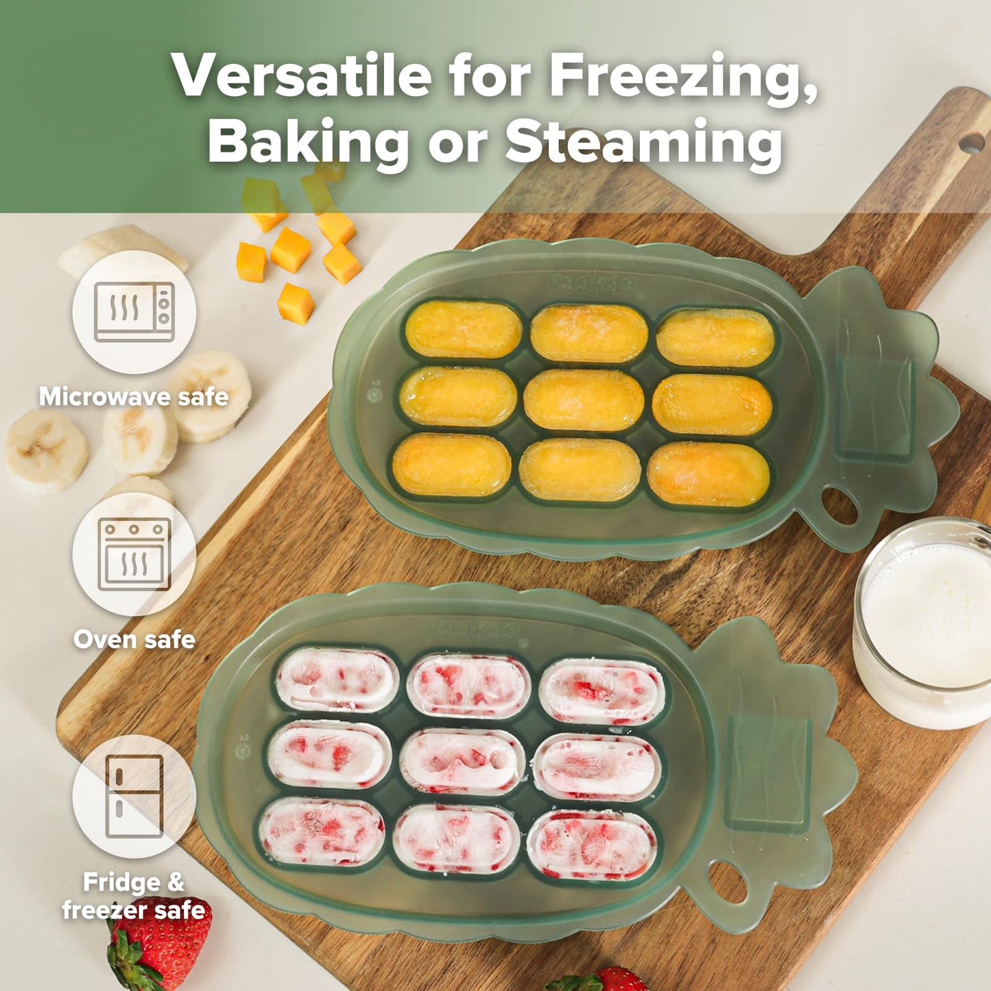 Haakaa Silicone Nibble Freezer Tray &Astronaut Beginner Silicone Cutlery Set -Breastmilk Teething Popsicle Mold - Baby Fruit Food Feeder Teether - Ice Cube Tray-Baby Spoons
