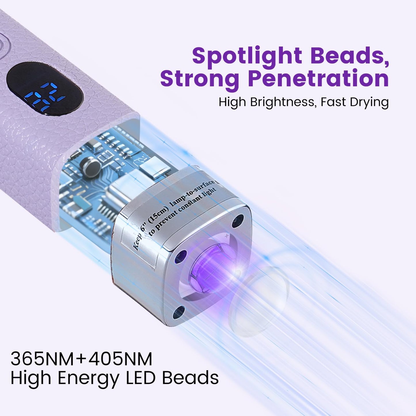 Quaferen Mini Handheld UV Light for Gel Nails with Stand, Rechargeable Flash Cure Nail Lamp with Auto Sensor, Cat Eye Magnet for Fast Drying at Home Salon (Purple)