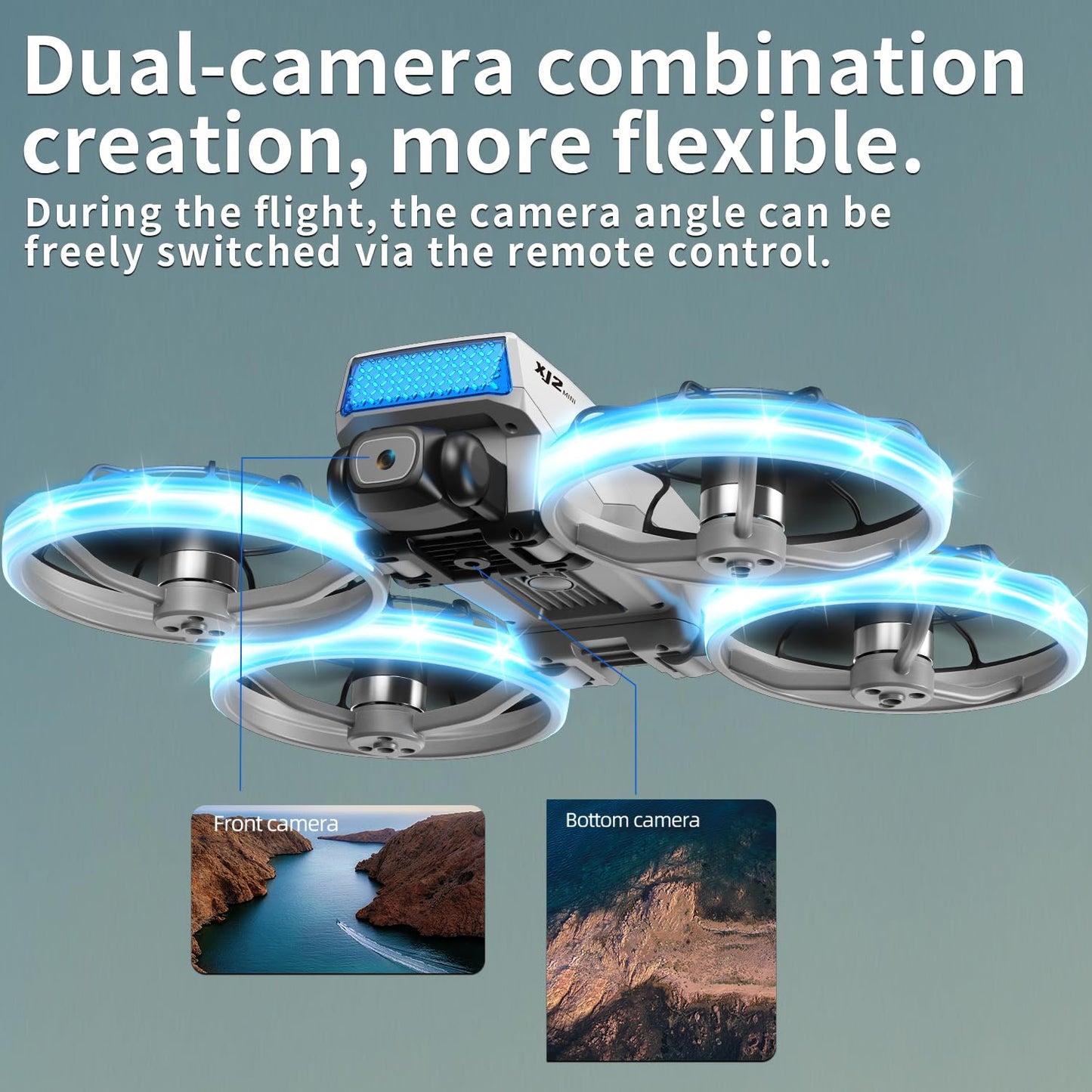 UAVRIAO Foldable RC mini Drone with 1K HD Camera Quadcopter, 2.4-inch Folding Remote, 2 Batteries & Carry Case - Safe Propeller Guard, 3D Flips, One-Key Takeoff/Landing, Ideal Gift for Beginners and Adults