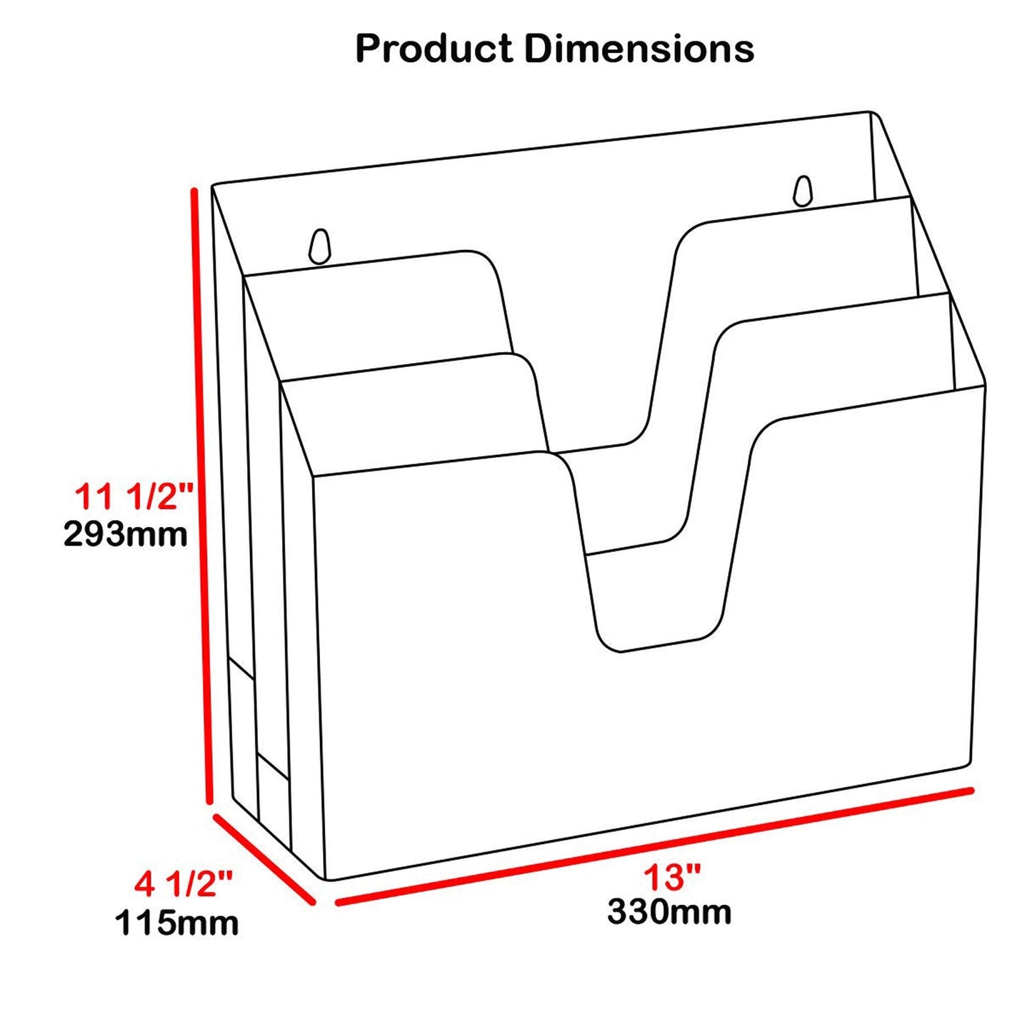 Acrimet Horizontal Triple File Folder Holder Organizer, Open Top Desktop Document Sorter for Letter Size Papers & Folders, Plastic (Clear Crystal)