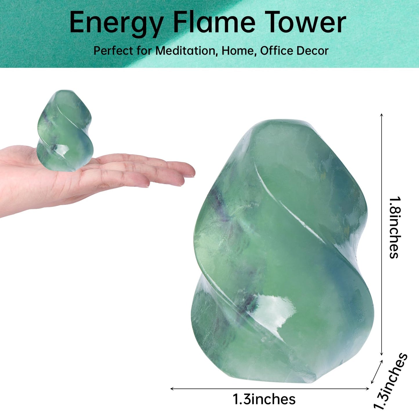 Hguxmcu Natural Fluorite Flame Tower,Reiki Healing Energy Meditation Crystal Stone Decor,Home Office Witchcraft Altar Space Cleansing