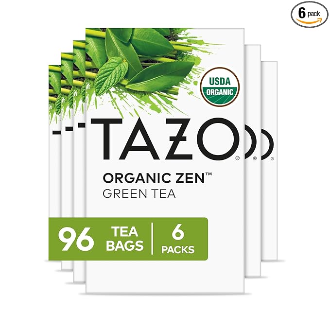 TAZO Organic Zen Green Tea, Green Tea Zen for Health and Wellness, 96 Total Tea Bags (16ct - Pack of 6)