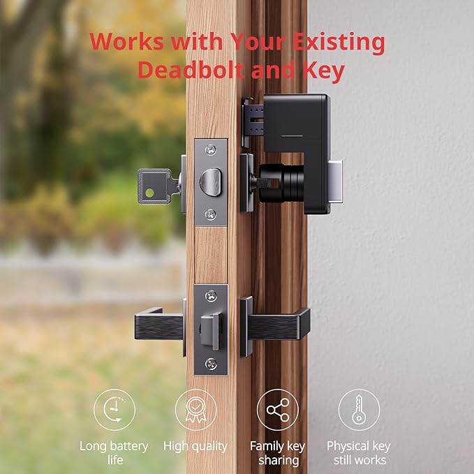 SwitchBot Smart Lock WiFi, Keyless Entry Door Lock, Smart Door Lock Front Door, Electronic Smart Deadbolt, Fits Your Existing Deadbolt in Minutes,Great for Airbnbs, Vacation Rentals and More