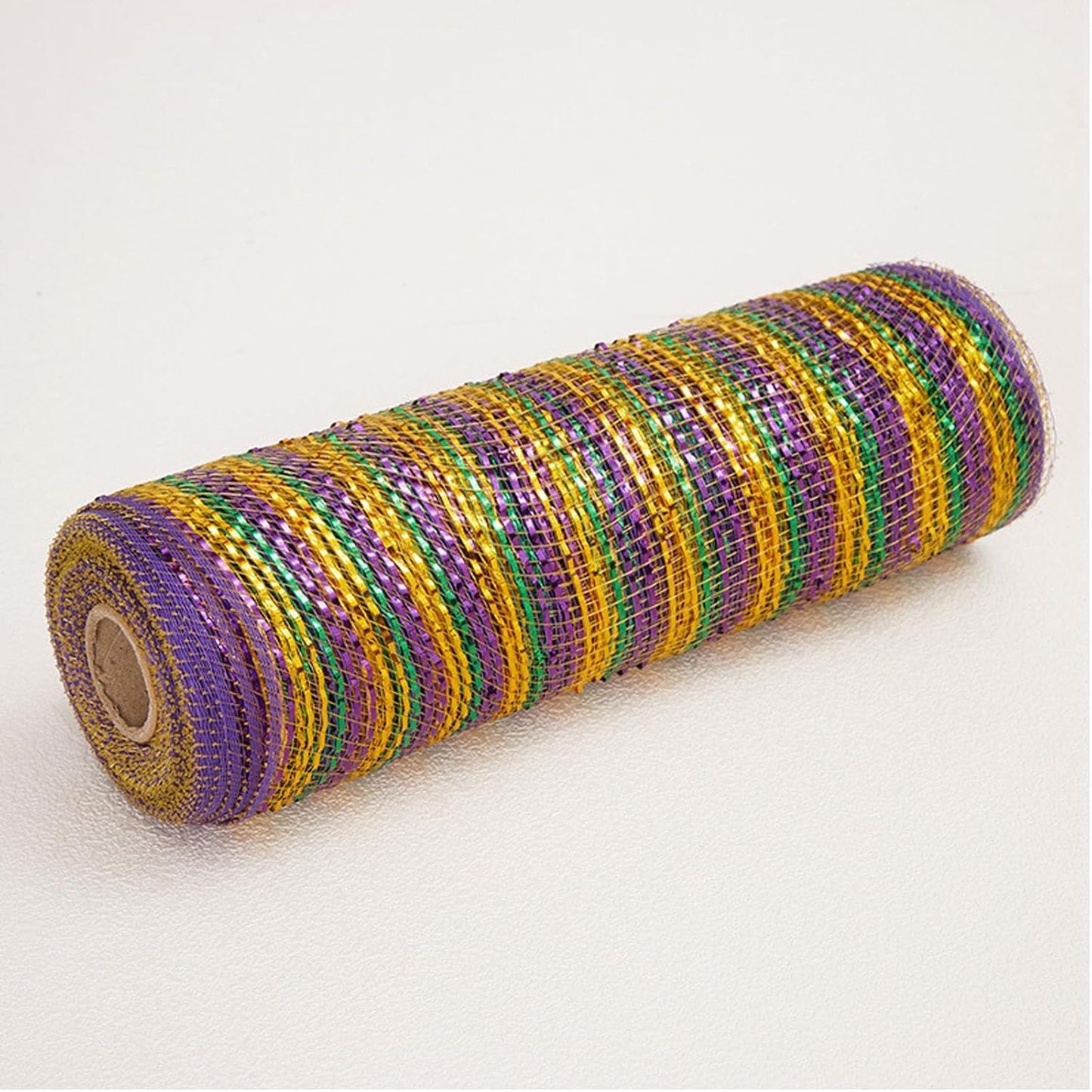 baotongle Metallic Mardi Gras Deco Mesh Ribbon Roll Glitter Metallic Wrapping for Tree Door DIY Project Decorations Wrapping Craft (Purple Gold Green, 10inchesx10Yard)