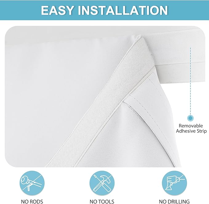 RYB HOME Door Window Curtain - Privacy Thermal Insulated Patio/Front/Tricia/French Door Window Curtains Sidelight Curtain Tie up Shade, W34 x L69 inch, 1 Panel, Pure White