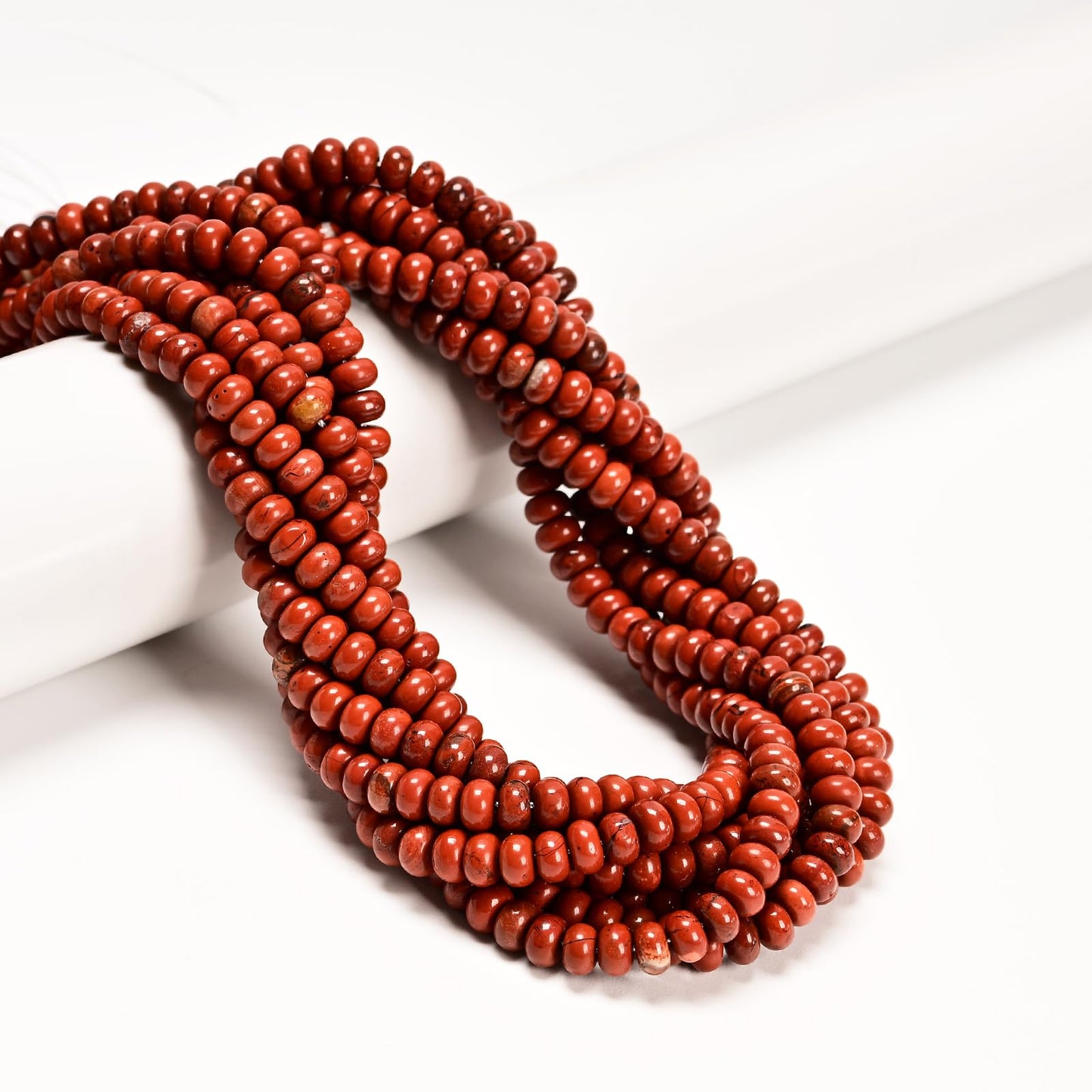 ICAI 4x6mm Natural Rondelle Beads – Loose Gemstone Spacers for DIY Jewelry Making (Red Jasper)