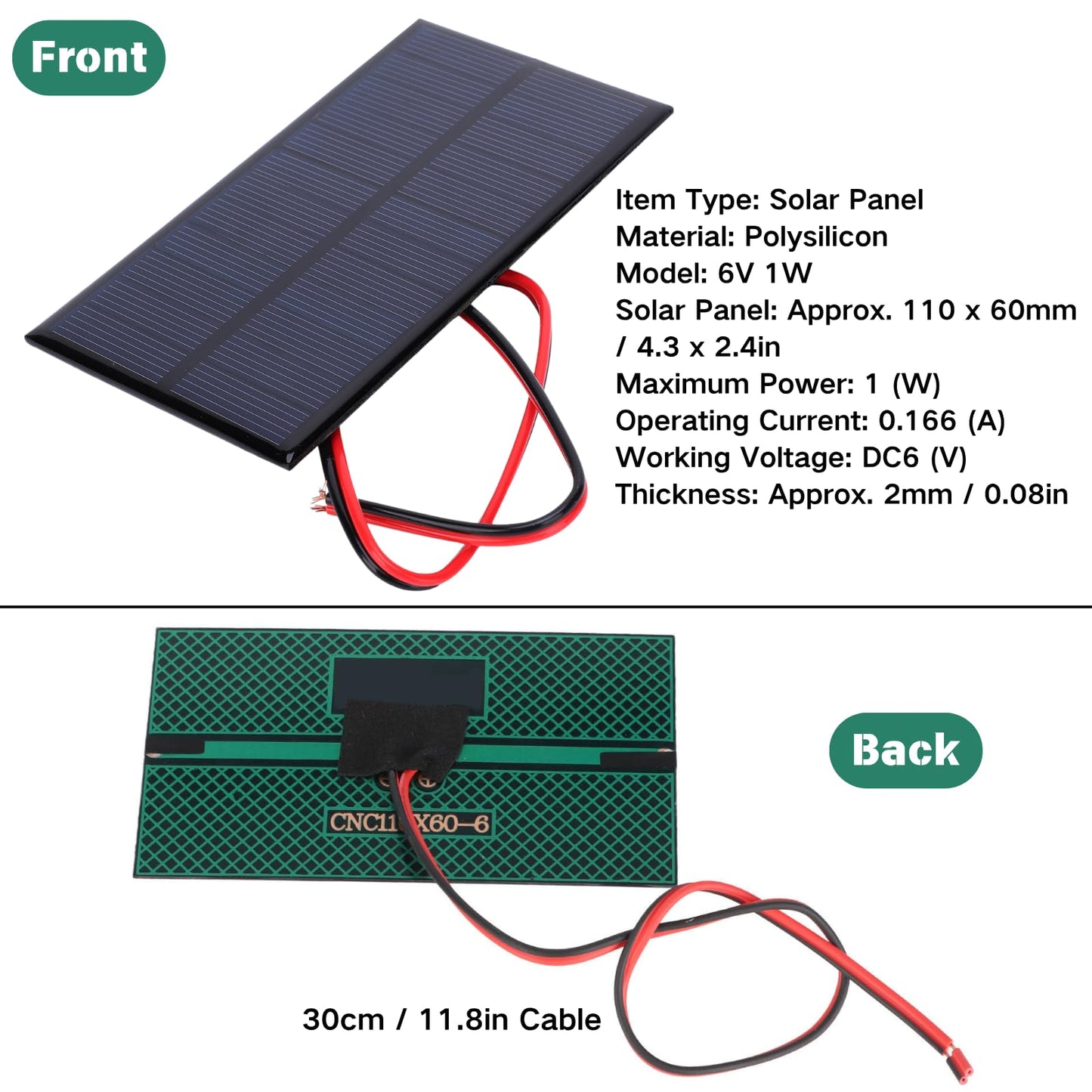 3Pcs Mini Solar Panel DC 6V Polysilicon Solar Cell Charger Module Solar DIY System Kits with 30cm Cable
