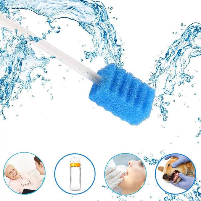 Wellgler's Disposable Care Oral Swabs, Sterile Sponge Mouth Swabs (250pcs, blue)