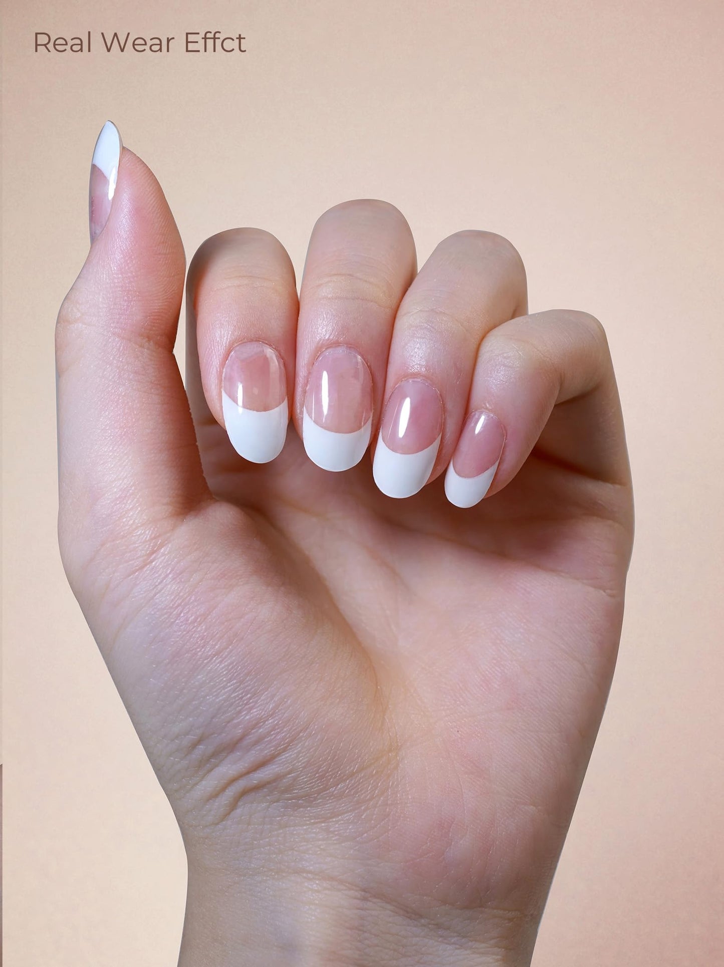 Beaolata Real Gel Nail Strips (No UV Light Needed) - 44Pcs Salon Quality Nail Stickers - Long Lasting Polish Wraps for Women, Easy Apply & Remove (Dawn White)