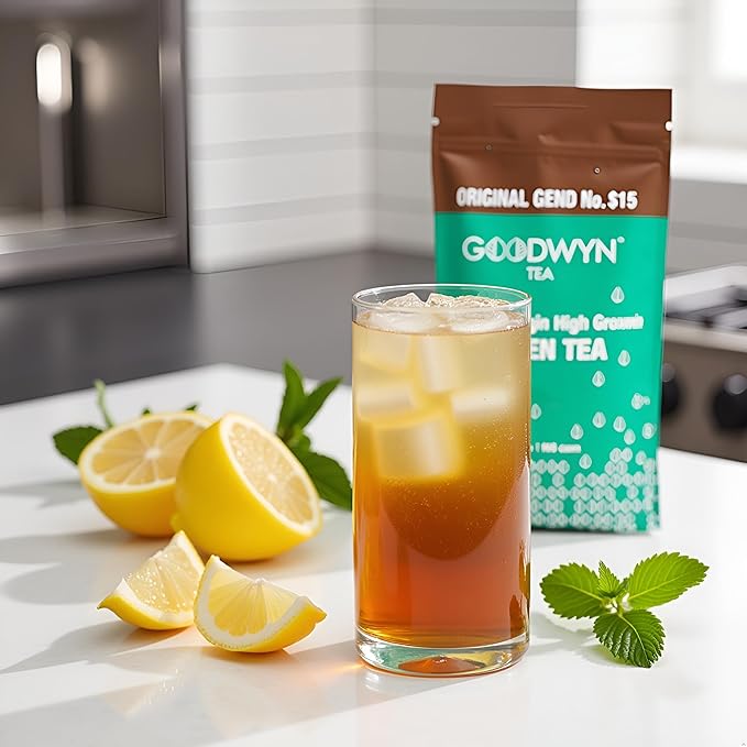 Goodwyn Pure Green loose leaf – 125 Cups (250g / 8.8 oz) Family Pack | Perfect for hot or iced, Low Caffeine, Sugar Free, Indian Herbal Green Tea with Grassy Flavor & Delicate Aroma | Premium Handpicked Whole Leaves tea