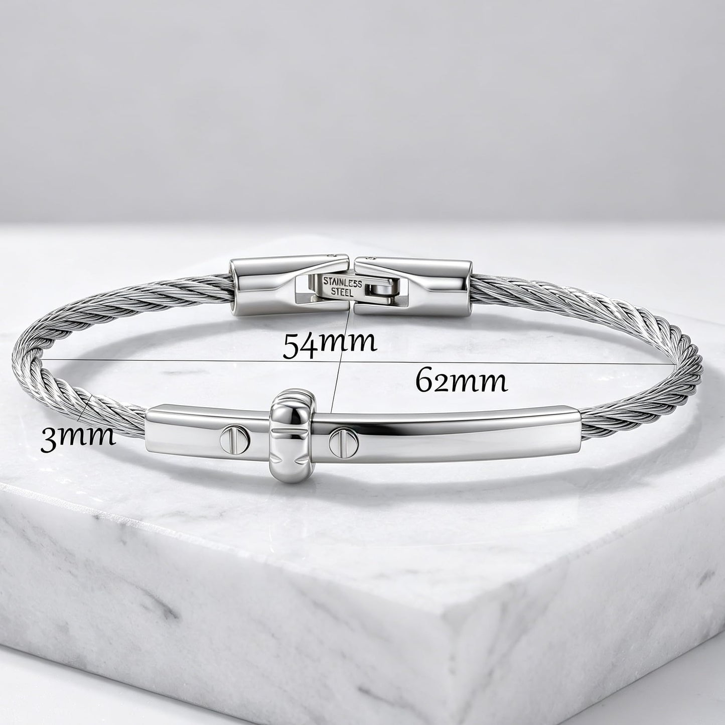 LXBQYSTO Cable Wire Twisted Cuff Bangle Bracelet For Women 14K Gold/rose/silver Stainless Steel Jewelry for Women Gift (Cross Silver)