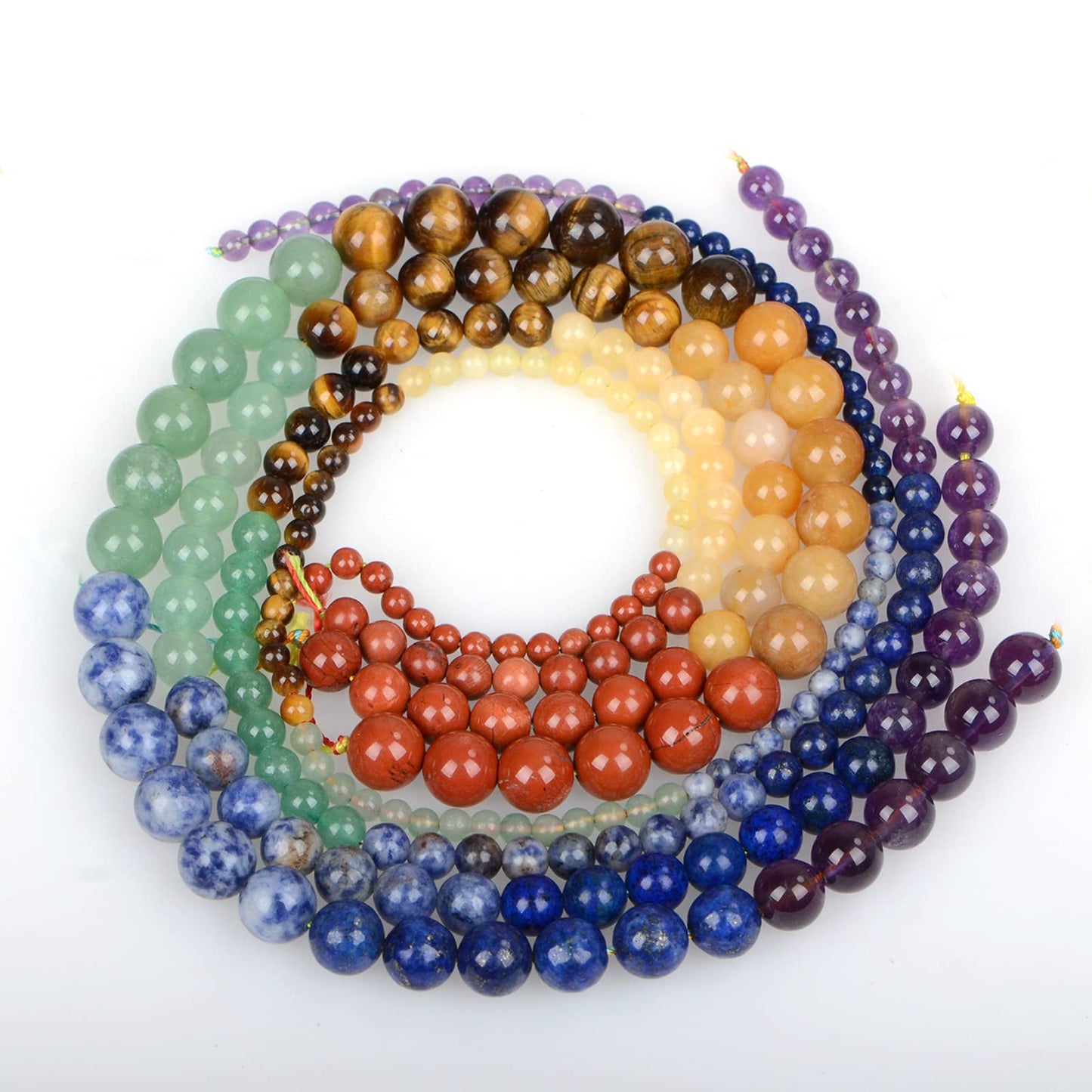 ICAI Beads 10mm Natural Colorful Stone Round Loose Stone Beads for Jewelry Making DIY Crafts Design 1 Strand 15" APPR.42pcs.