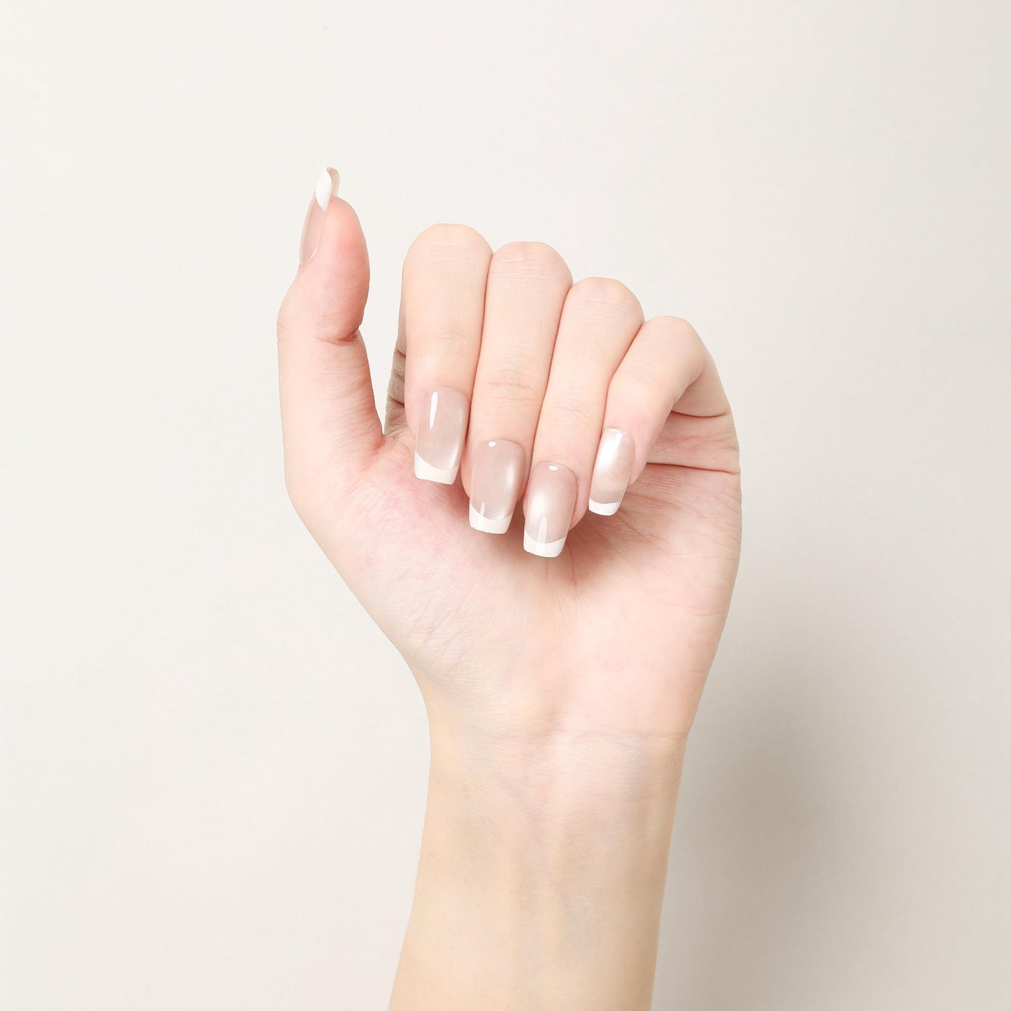 Max’s Press-On Nails, French Tip Collection | 30-Piece Nail Kit including both Nail Glue & Adhesive Tabs (Square Vintage White, Small)