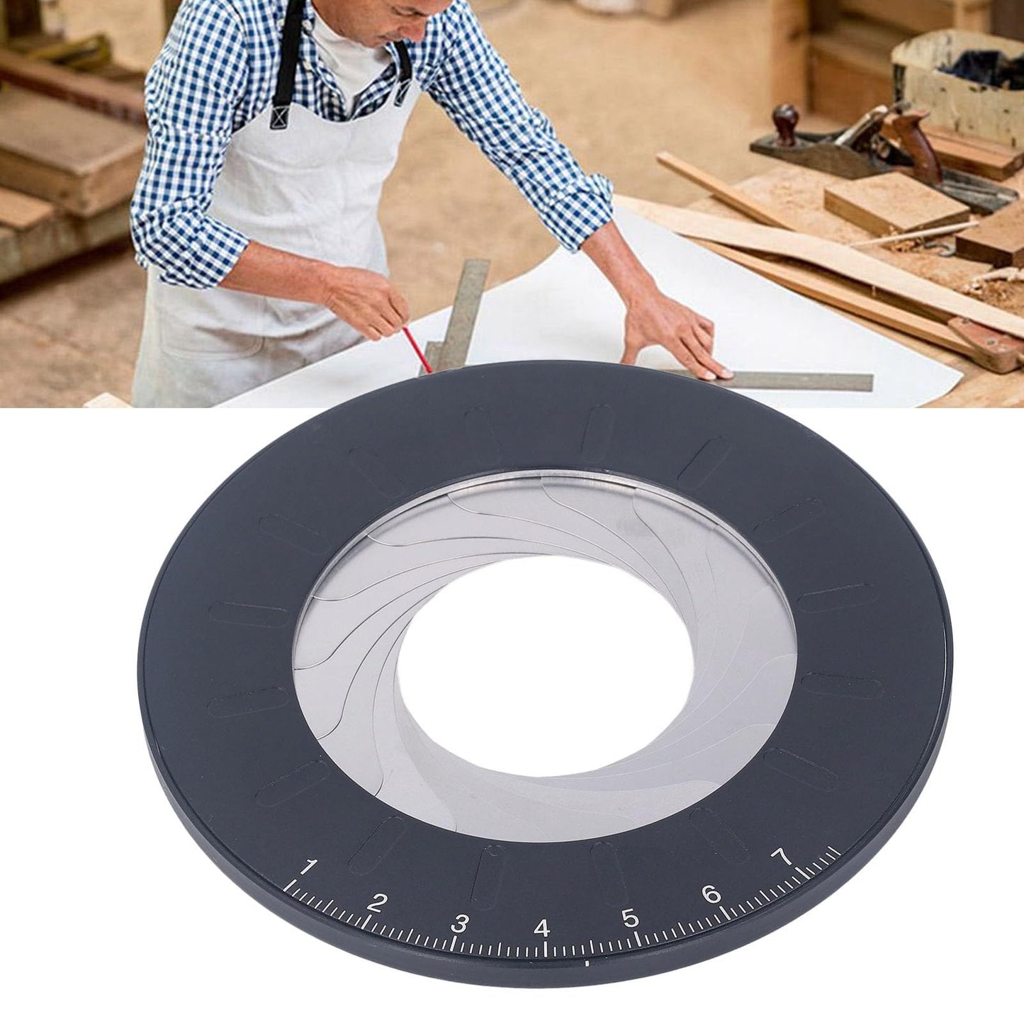 Adjustable Rotatable Circle Drawing Template Ruler with Carving Knife for Precision Craft Cutting, Woodworking and Art Design, Industrial-Grade Round Stencil Tool