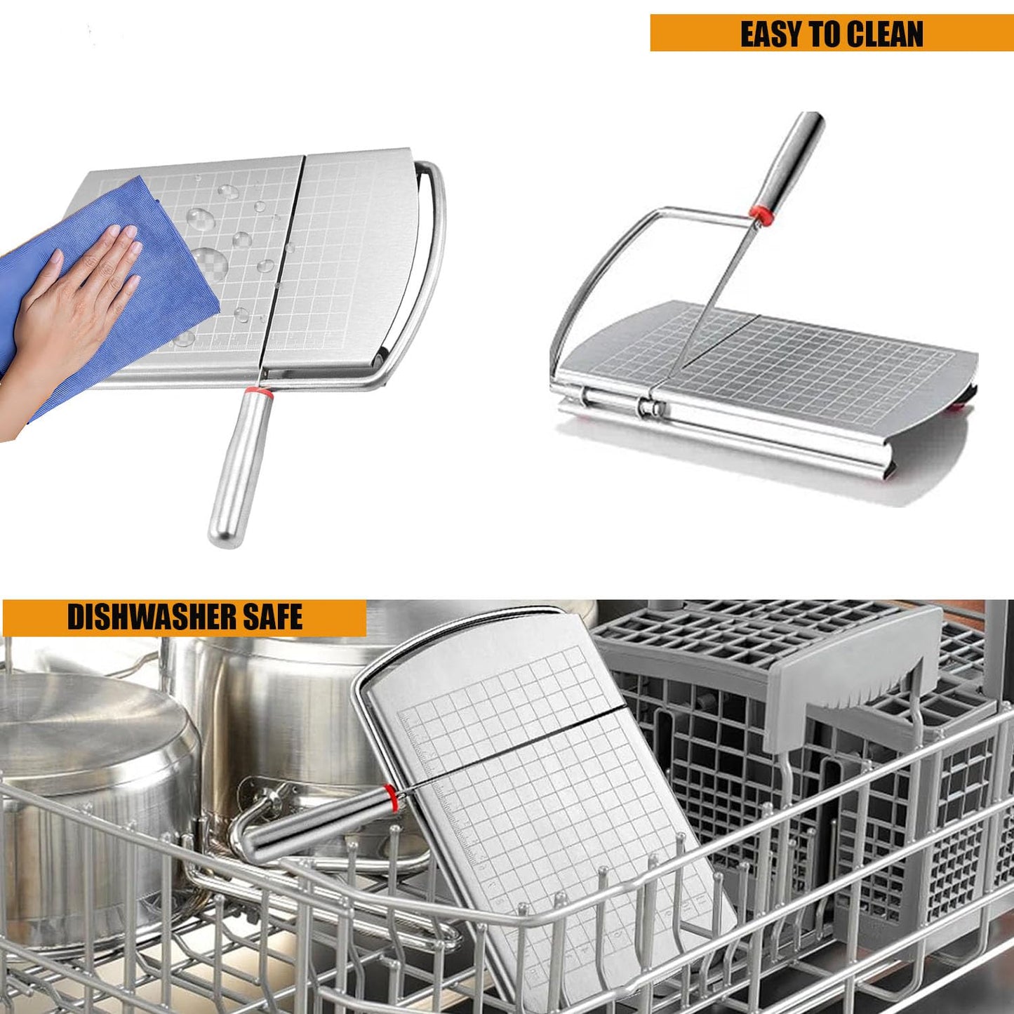 EVER FOUND Stainless Steel Cheese Slicers for Block Cheese Heavy Duty-Multipurpose Cheese Cutter Board with Sharp Knife, Precision Scale and Anti Slip Rubber Pads for cutting Block Cheese & Much More
